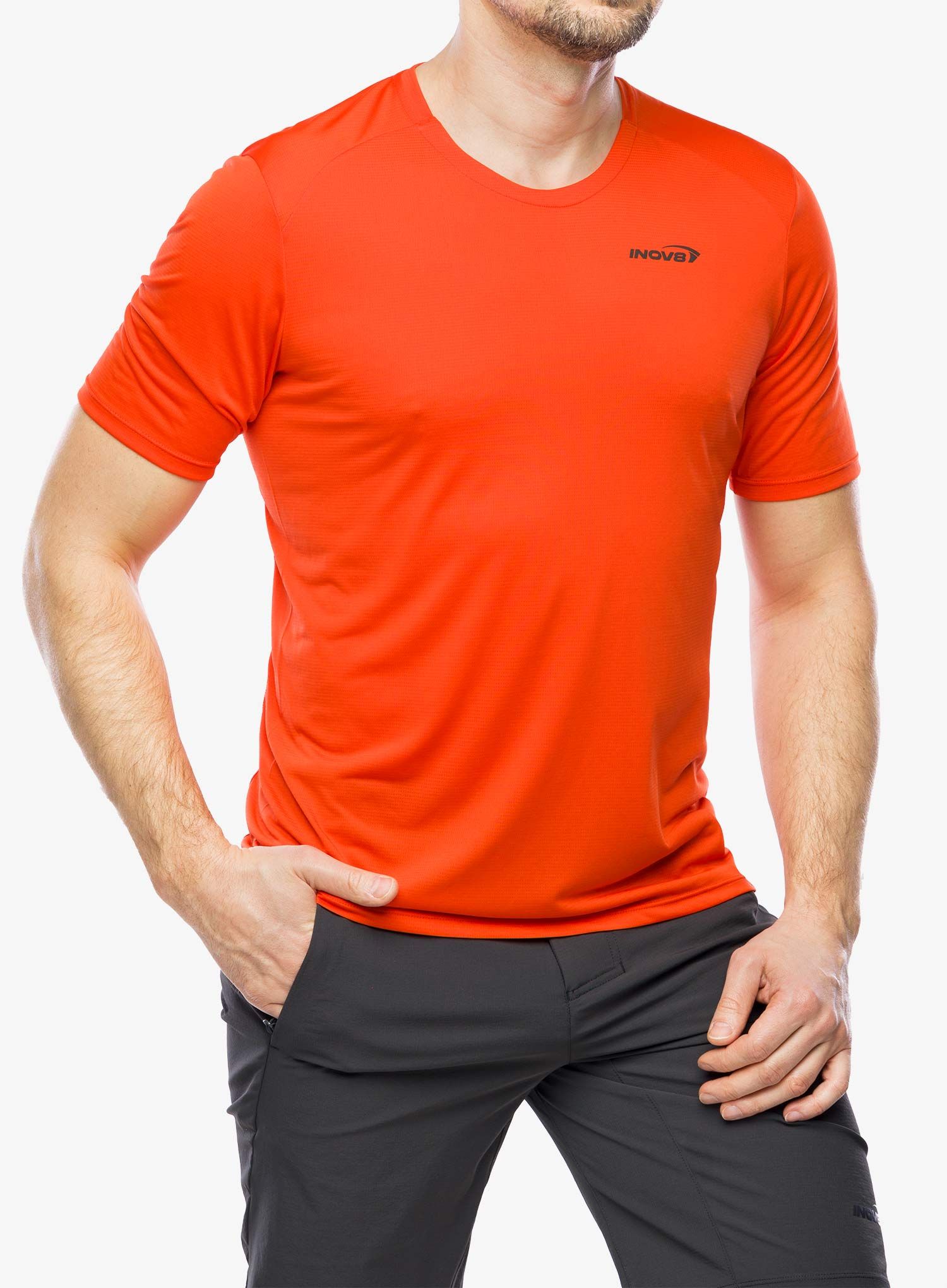 Běžecké tričko Inov-8 Performance Short Sleeve - fiery red/red