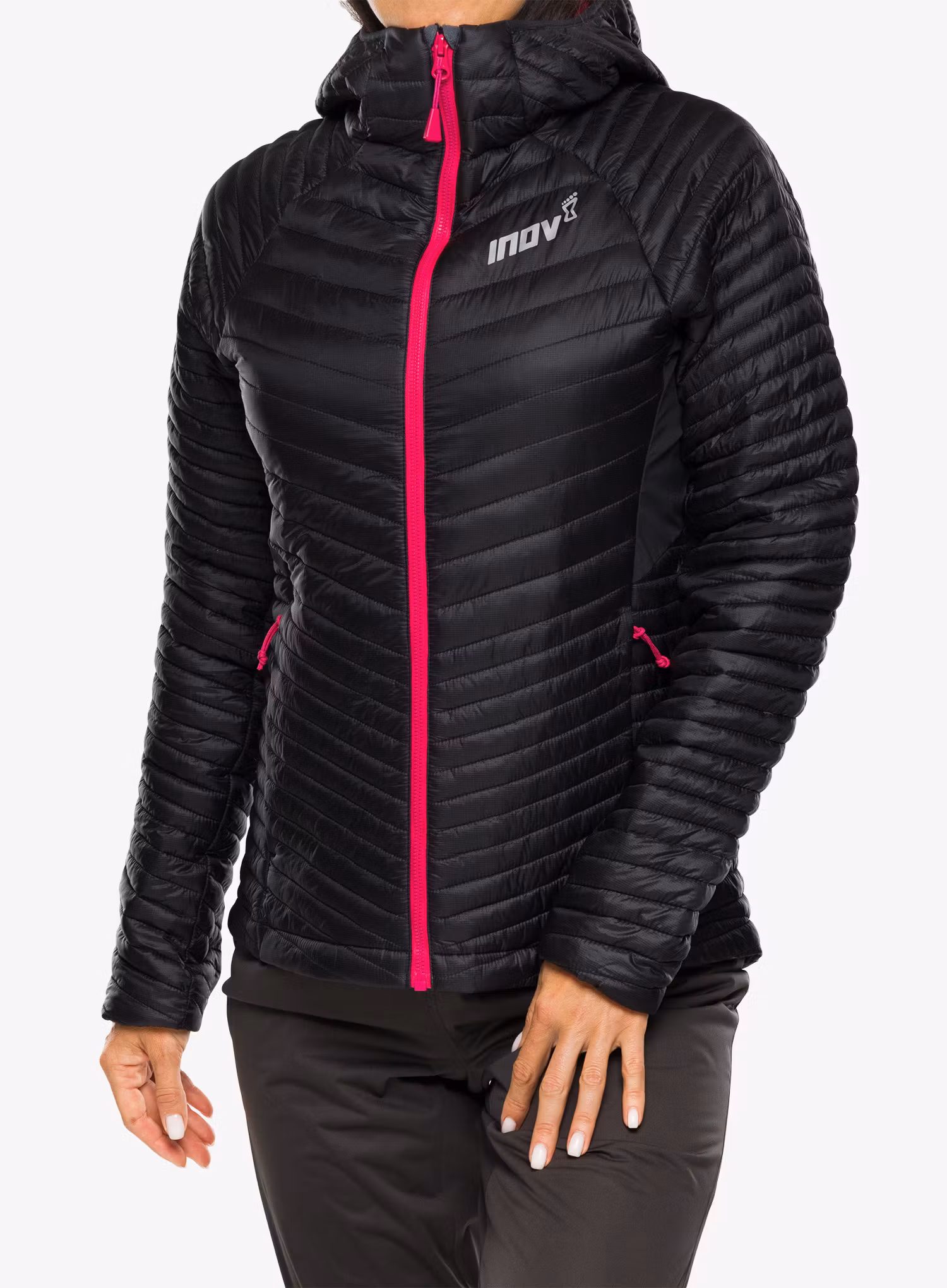 Bunda na běhání dámská Inov-8 Thermoshell Pro FZ - black/pink