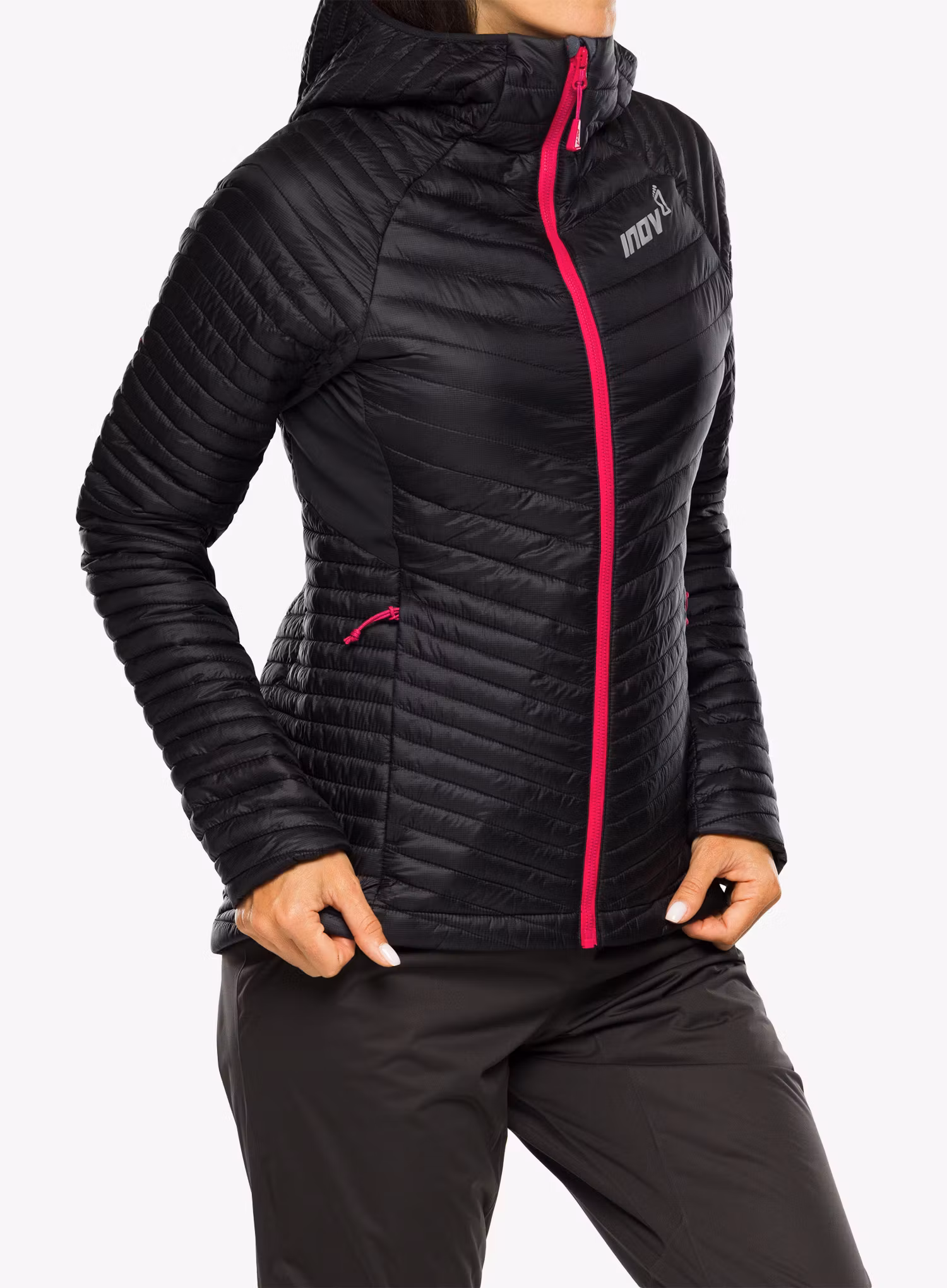 Bunda na běhání dámská Inov-8 Thermoshell Pro FZ - black/pink