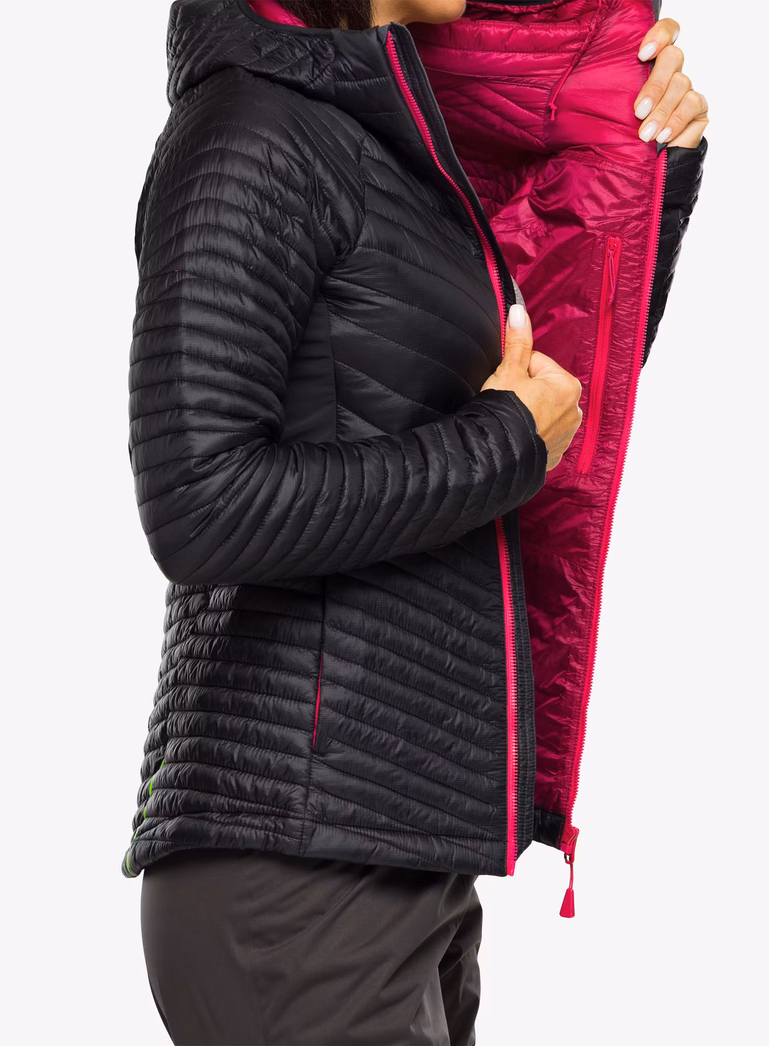 Bunda na běhání dámská Inov-8 Thermoshell Pro FZ - black/pink