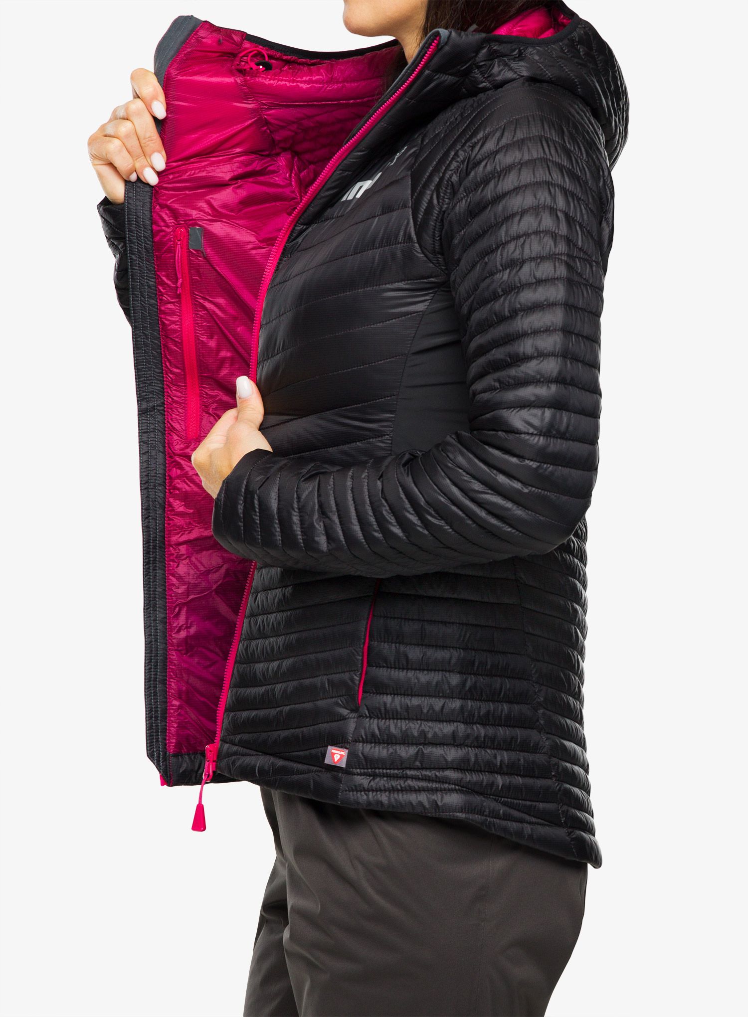 Bunda na běhání dámská Inov-8 Thermoshell Pro FZ - black/pink