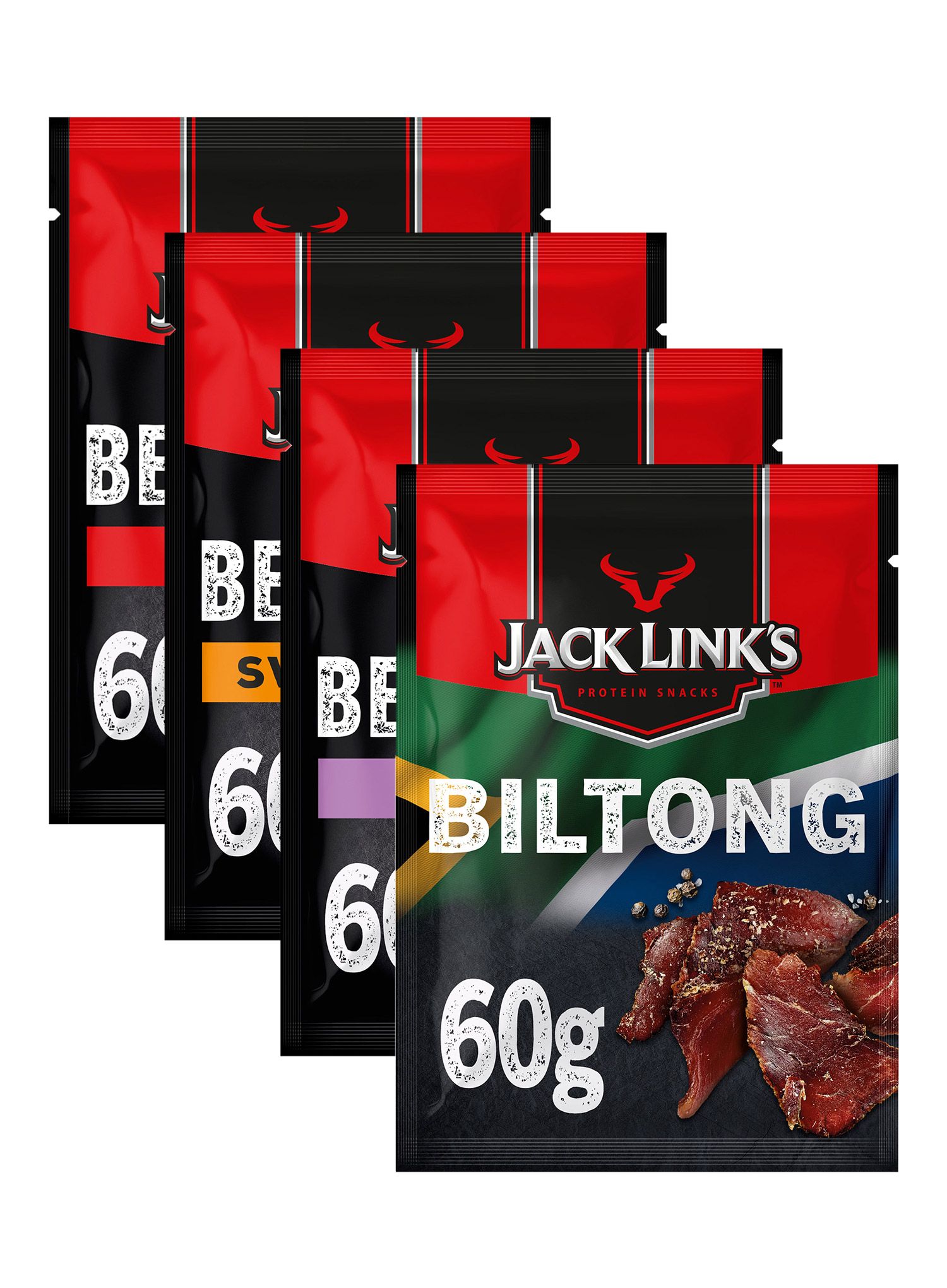 Sada Jack Link's 4-Pack Beef Jerky 3 x 60 g + Biltong 1 x 60 g