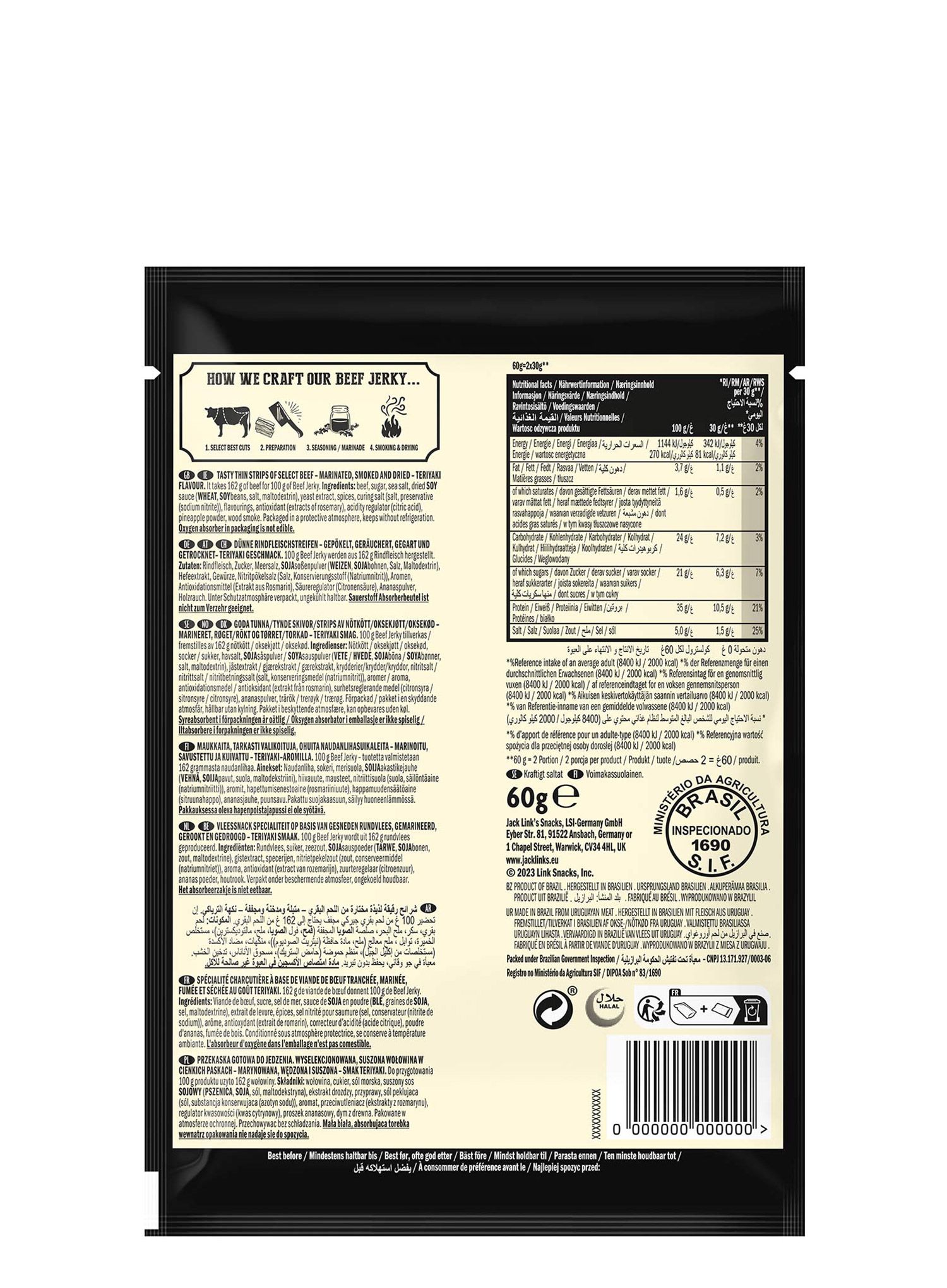 Sušené hovězí maso Jack Link's Beef Jerky Teriyaki 60 g