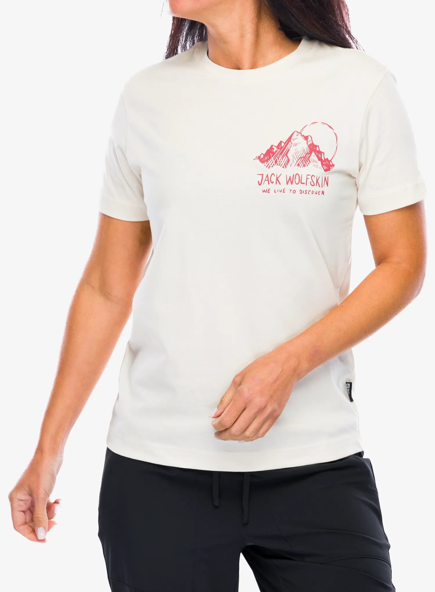 Bavlněné tričko dámské Jack Wolfskin Bergblick T - panna cotta