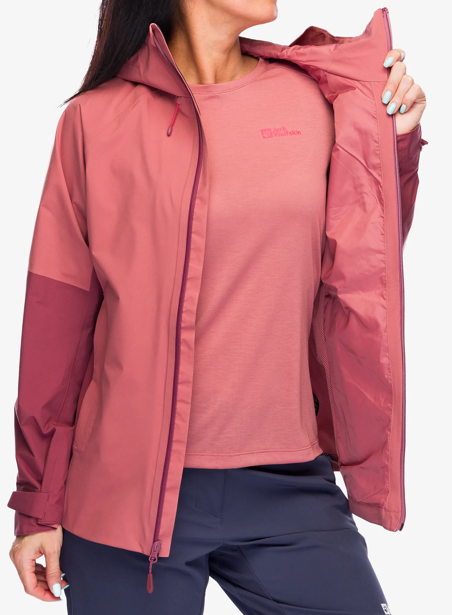 Dámská nepromokavá bunda s membránou Jack Wolfskin Eagle Peak 2L Jacket - mineral red