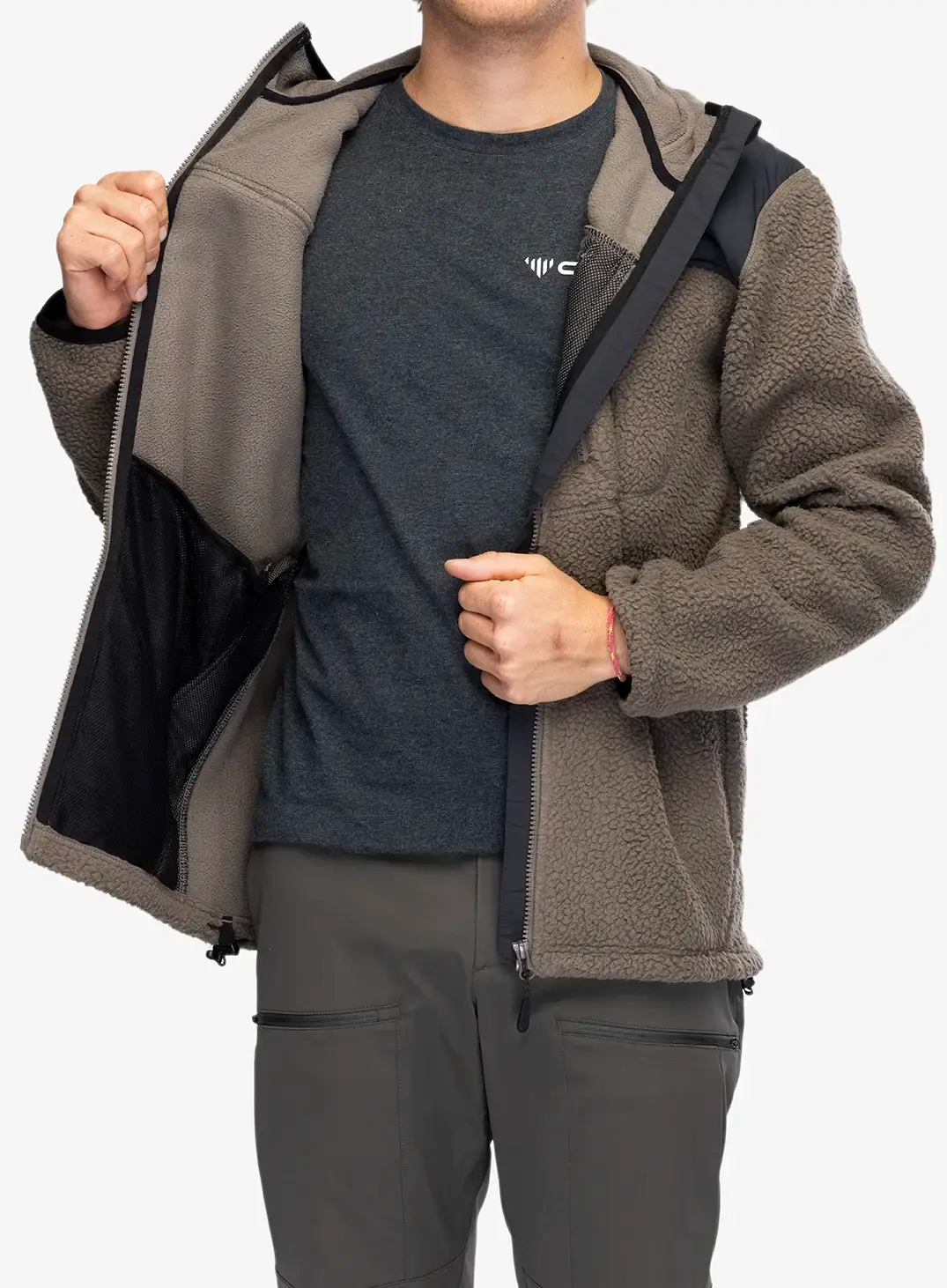 Fleecová bunda Jack Wolfskin Kammweg Pile FZ - cold coffee