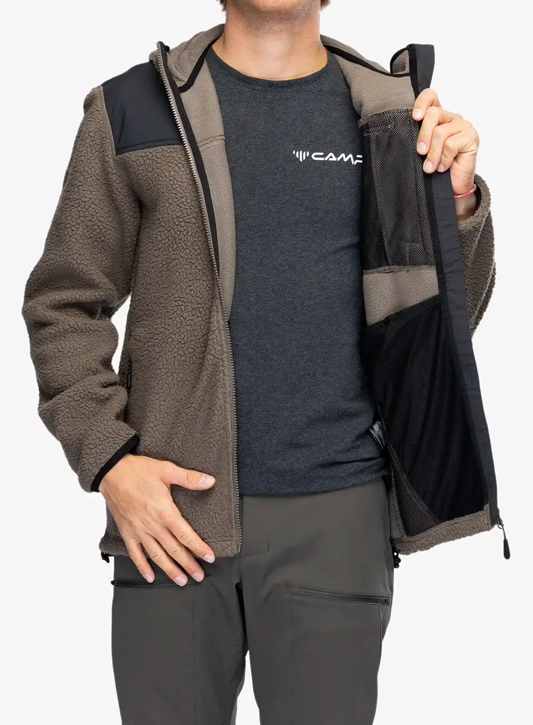 Fleecová bunda Jack Wolfskin Kammweg Pile FZ - cold coffee
