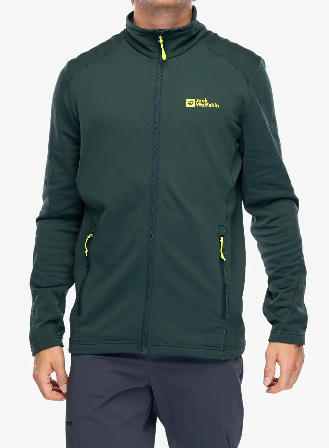 Rozepínací mikina Jack Wolfskin Kolbenberg FZ - black olive/firefly