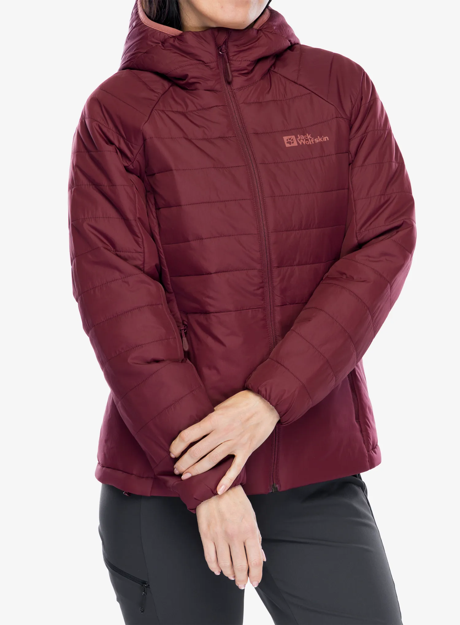 Zateplená bunda Jack Wolfskin Lapawa Ins Hoody - dark maroon