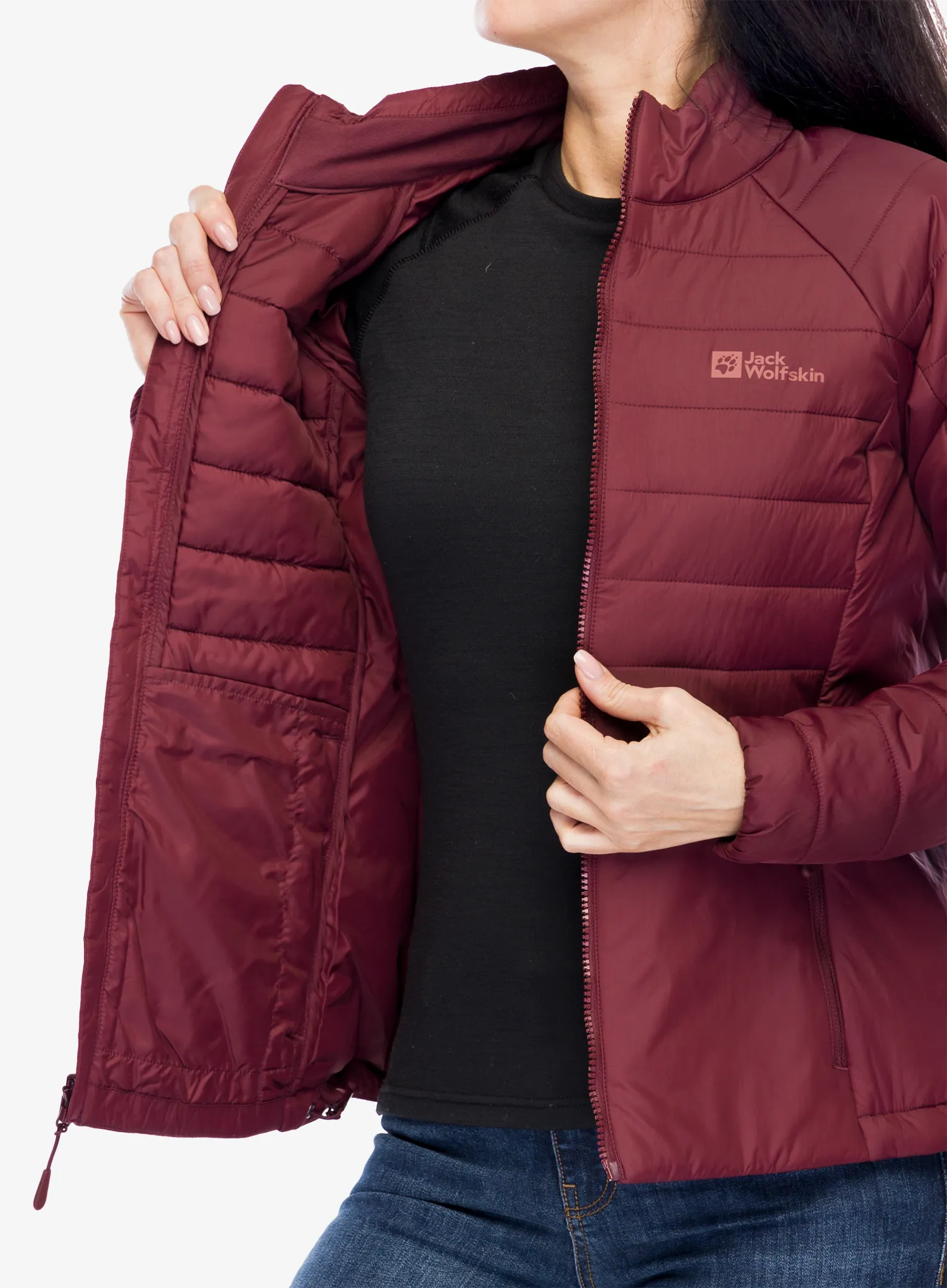 Zateplená bunda dámská Jack Wolfskin Lapawa Ins Jkt - dark maroon