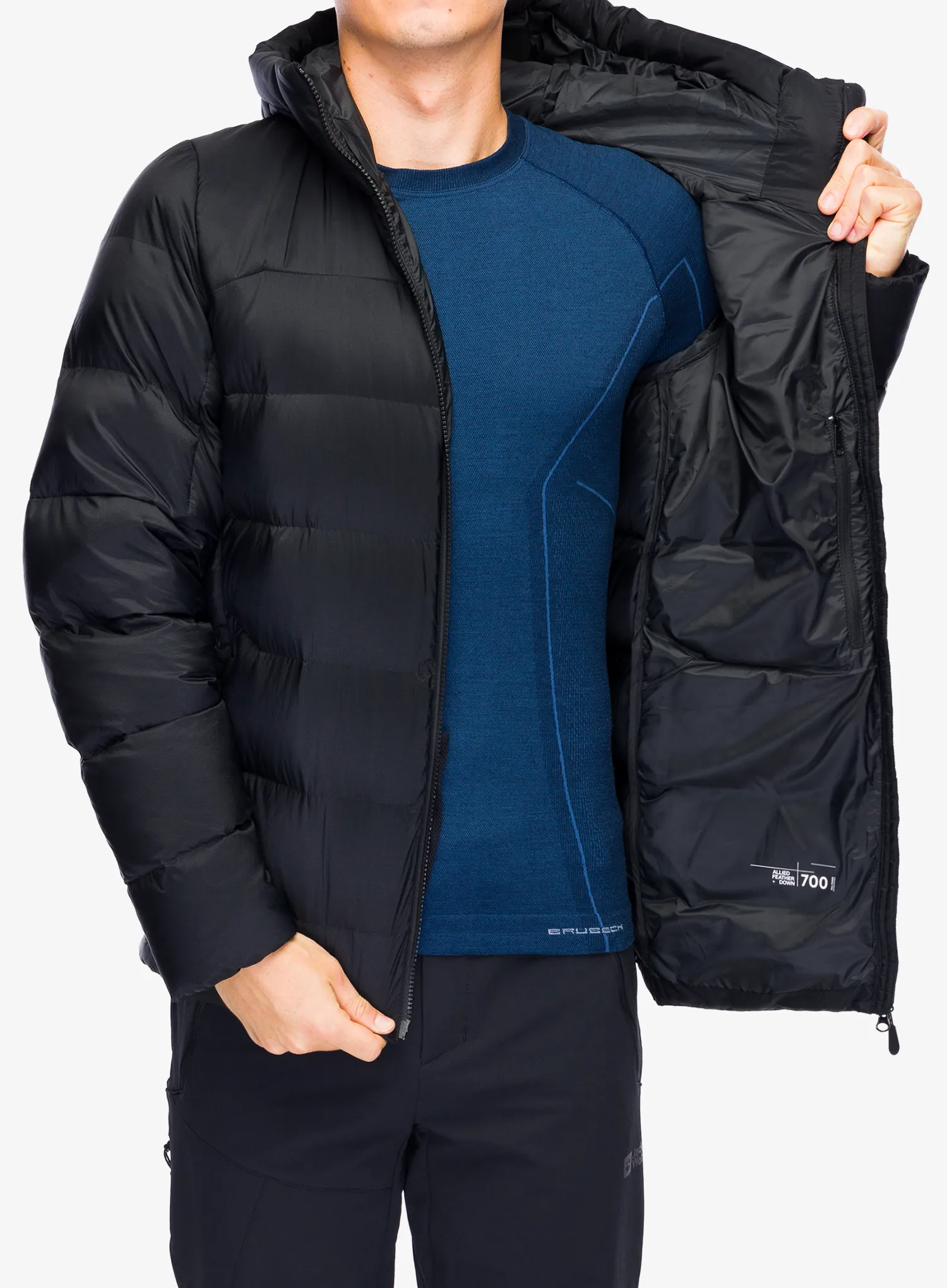 Péřová bunda Jack Wolfskin Nebelhorn Down Hoody - black