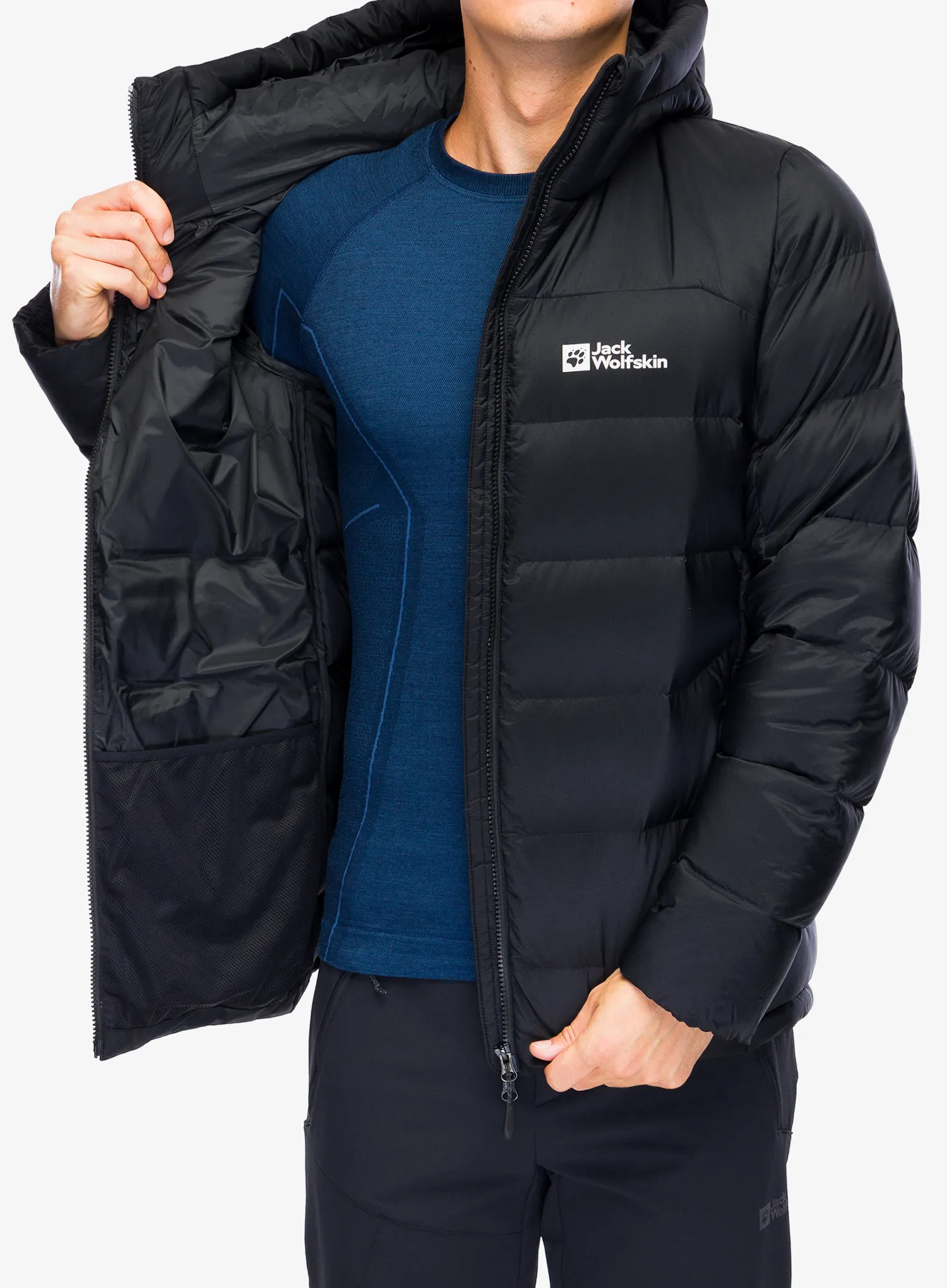 Péřová bunda Jack Wolfskin Nebelhorn Down Hoody - black
