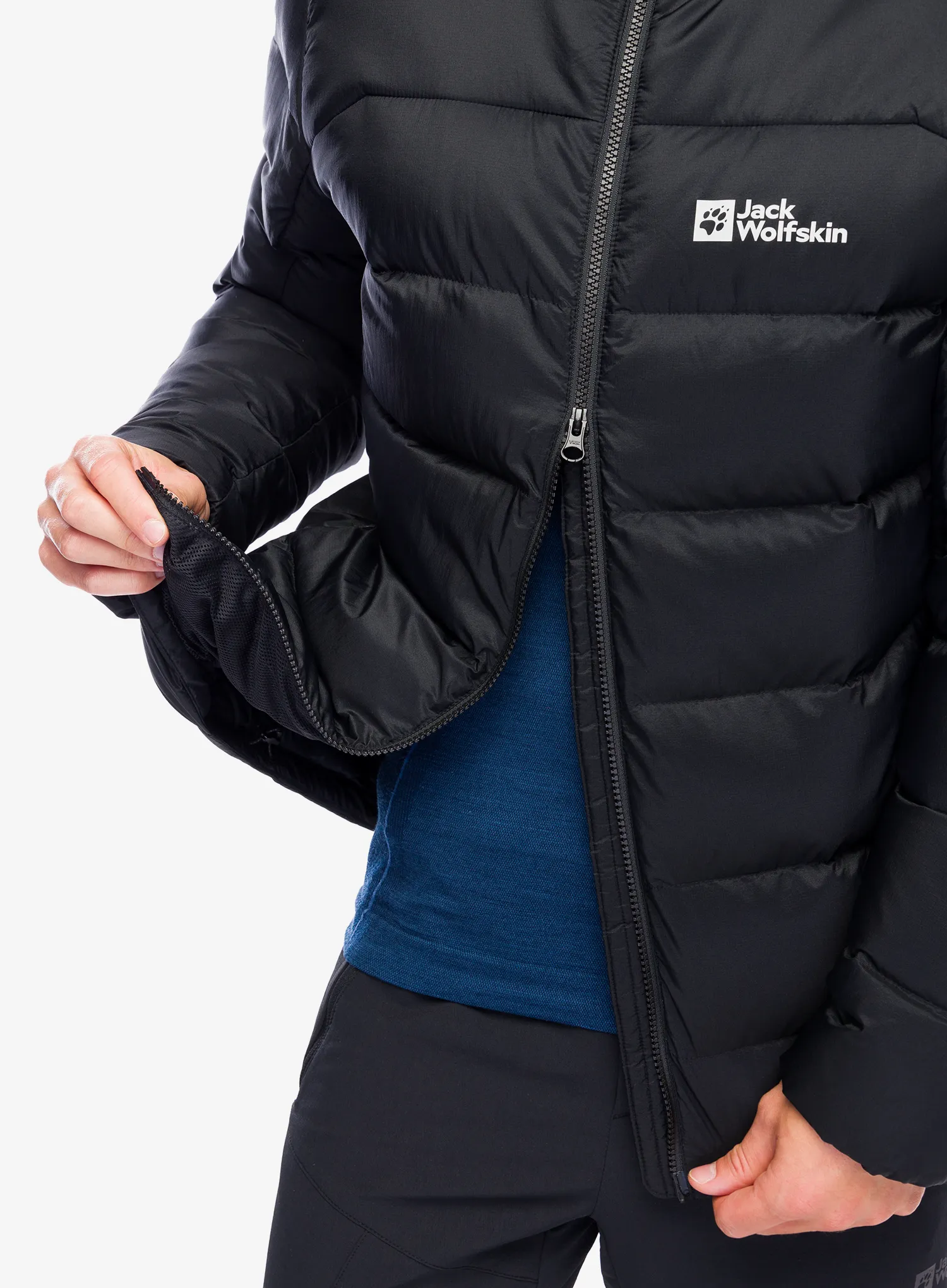 Péřová bunda Jack Wolfskin Nebelhorn Down Hoody - black