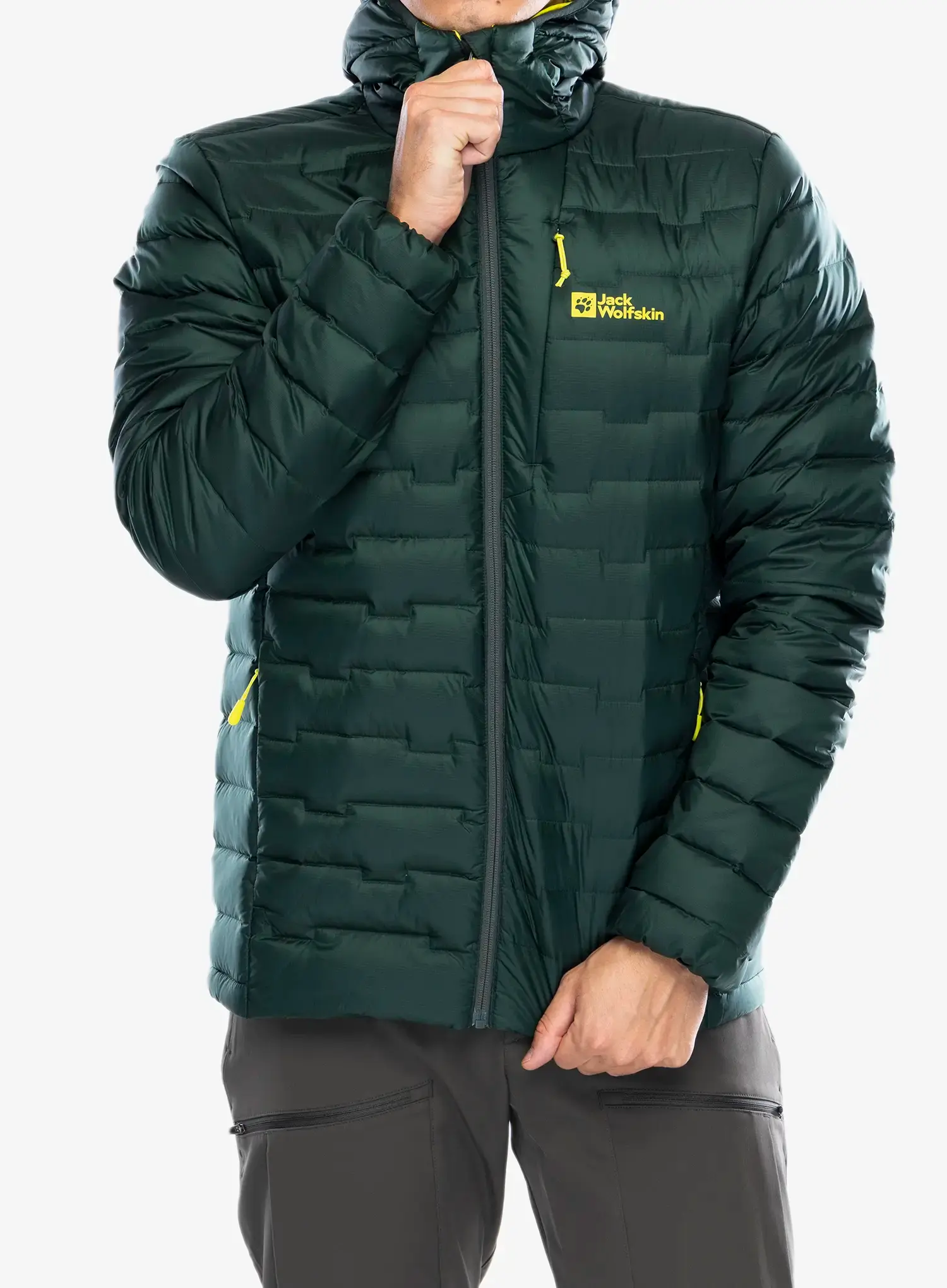 Péřová bunda Jack Wolfskin Passamani Down Hoody - black olive