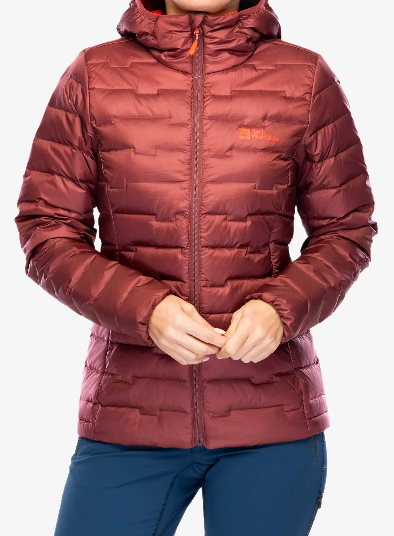 Dámská péřová bunda Jack Wolfskin Passamani Down Hoody - red ochre