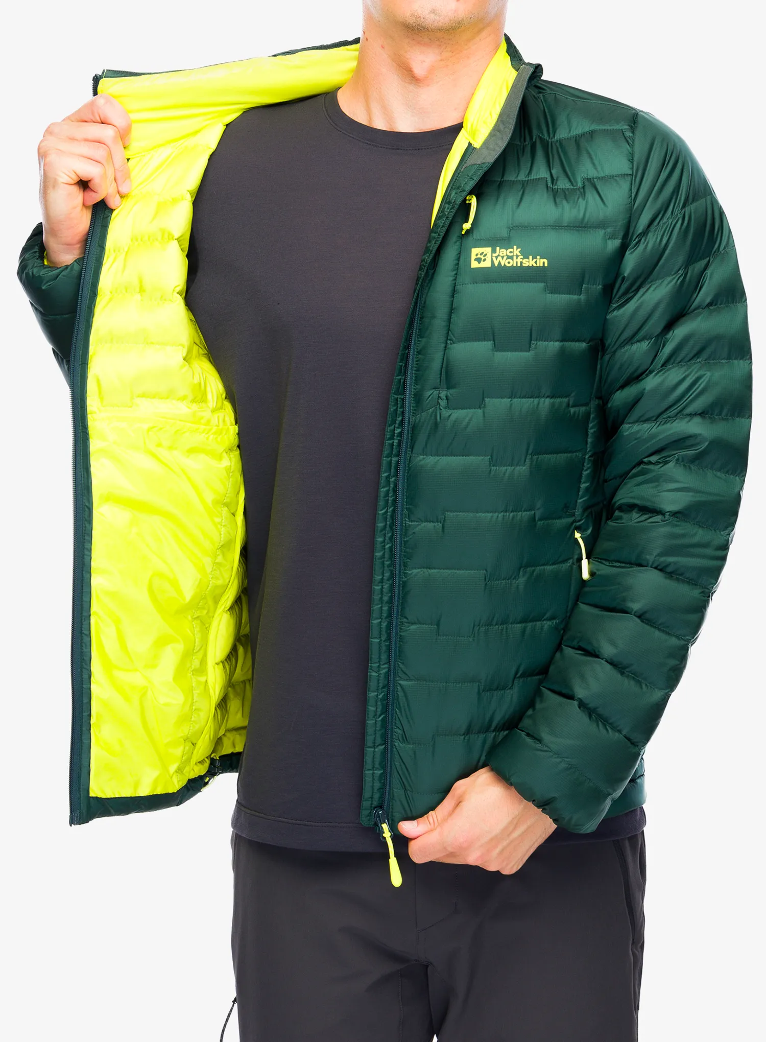Péřová bunda Jack Wolfskin Passamani Down Jacket - black olive