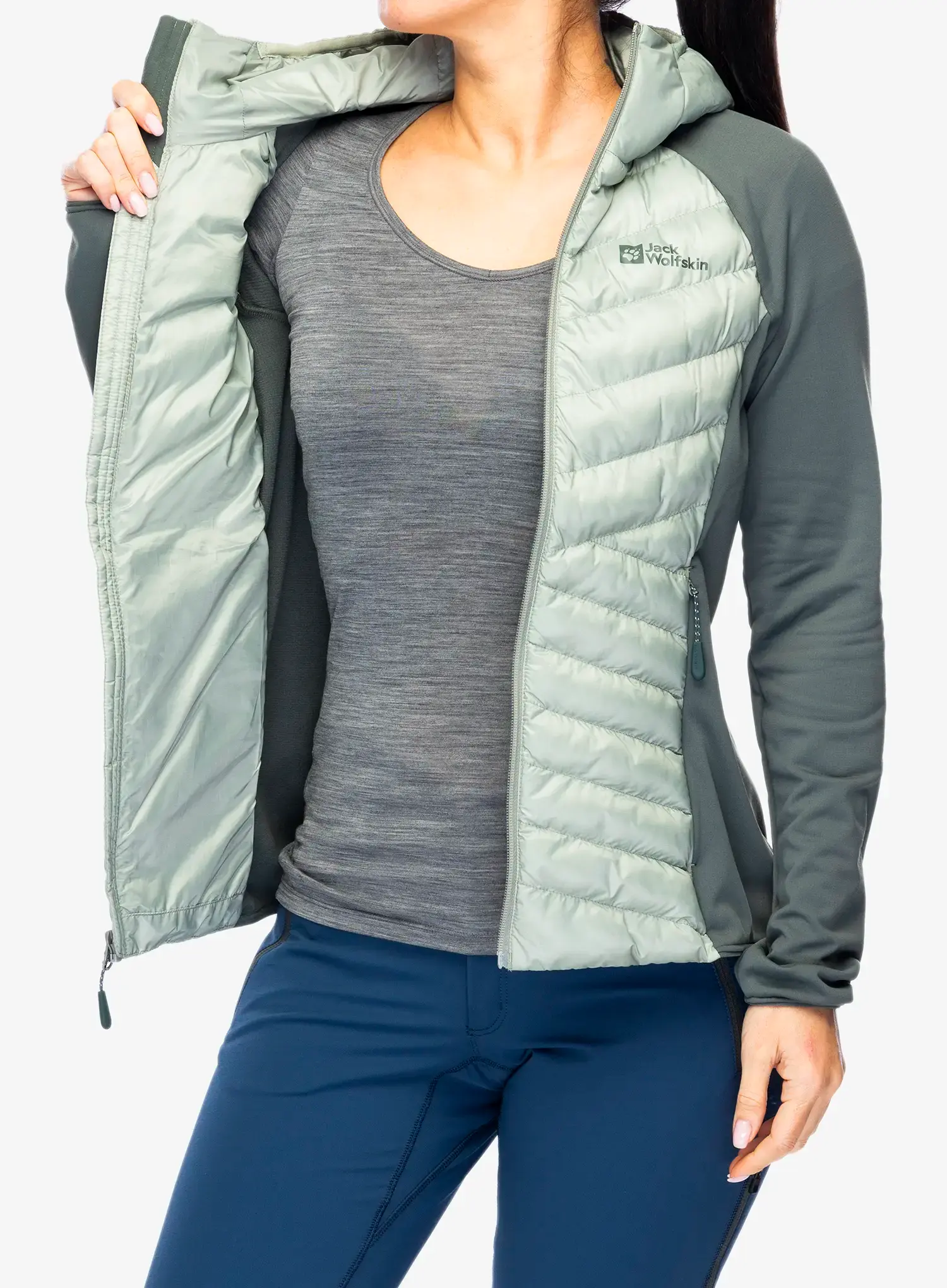 Hybridní bunda dámská Jack Wolfskin Routeburn Pro Hybrid - mint leaf