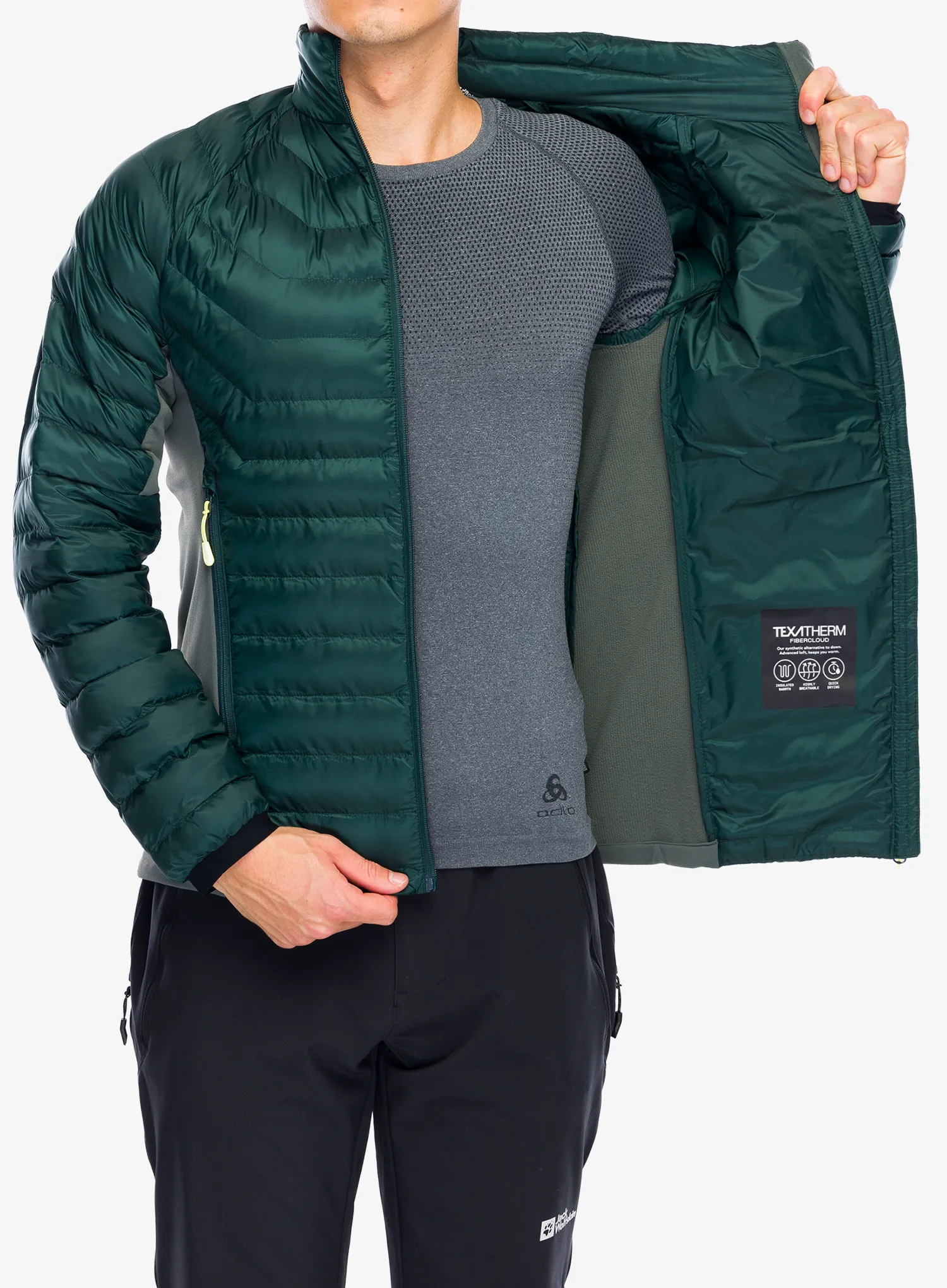 Zateplená bunda Jack Wolfskin Routeburn Pro Ins Jacket - black olive/firefly