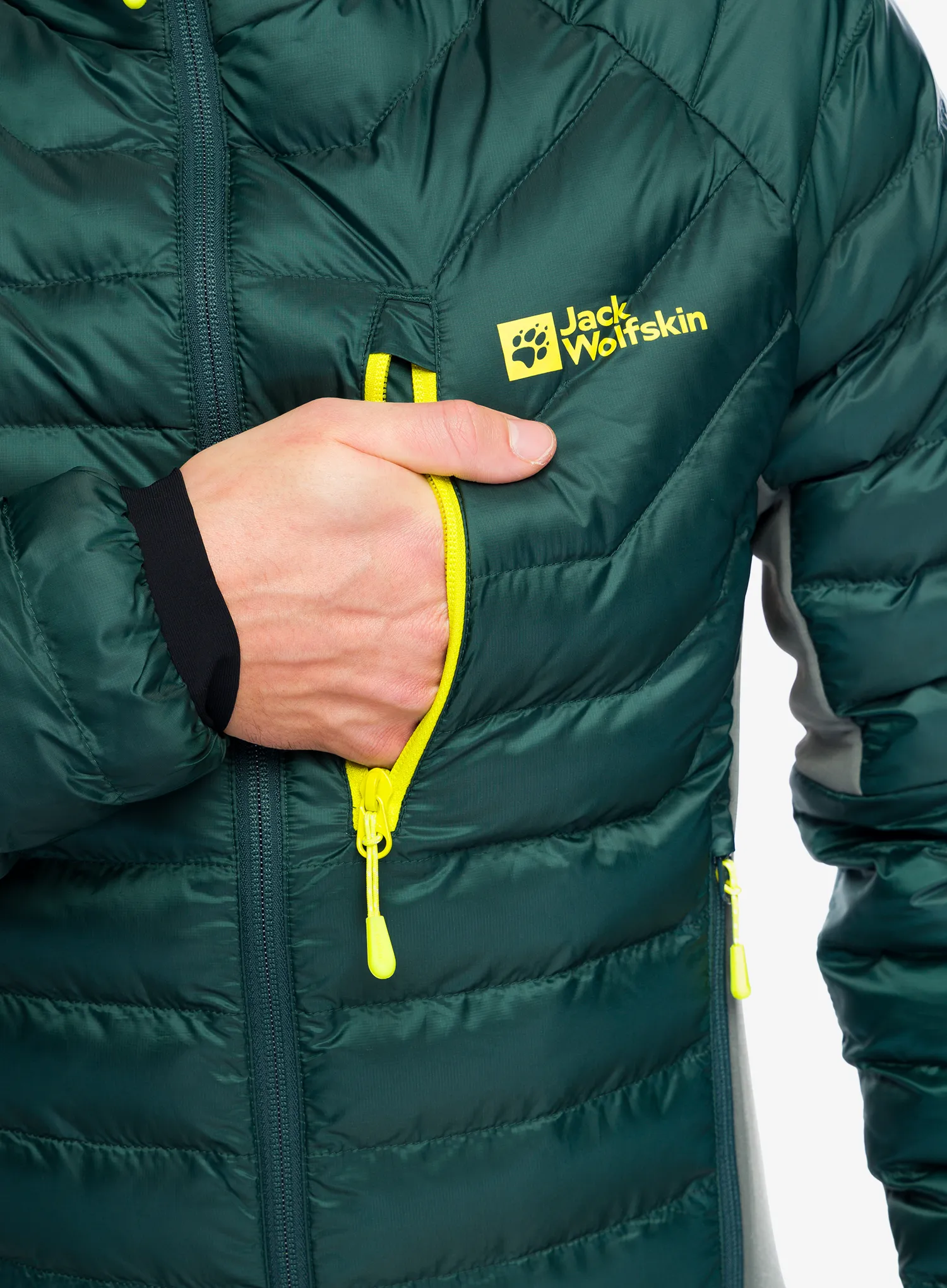Zateplená bunda Jack Wolfskin Routeburn Pro Ins Jacket - black olive/firefly