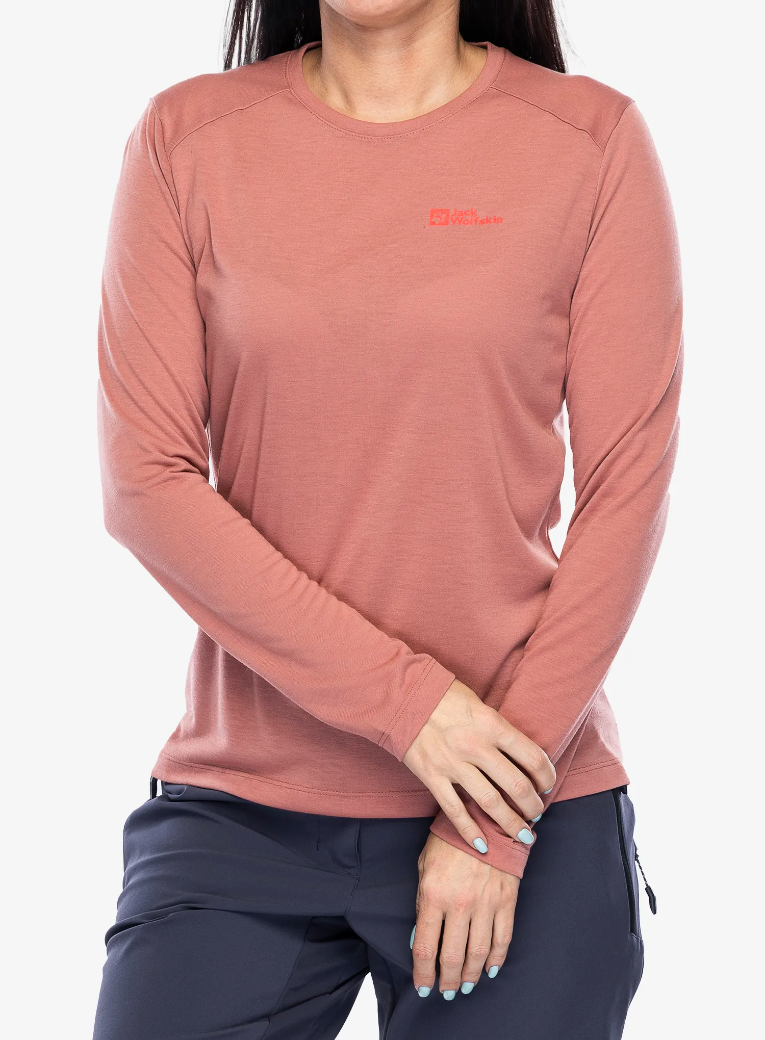 Dámské triko s dlouhým rukávem Jack Wolfskin Vonnan LS T - mineral red