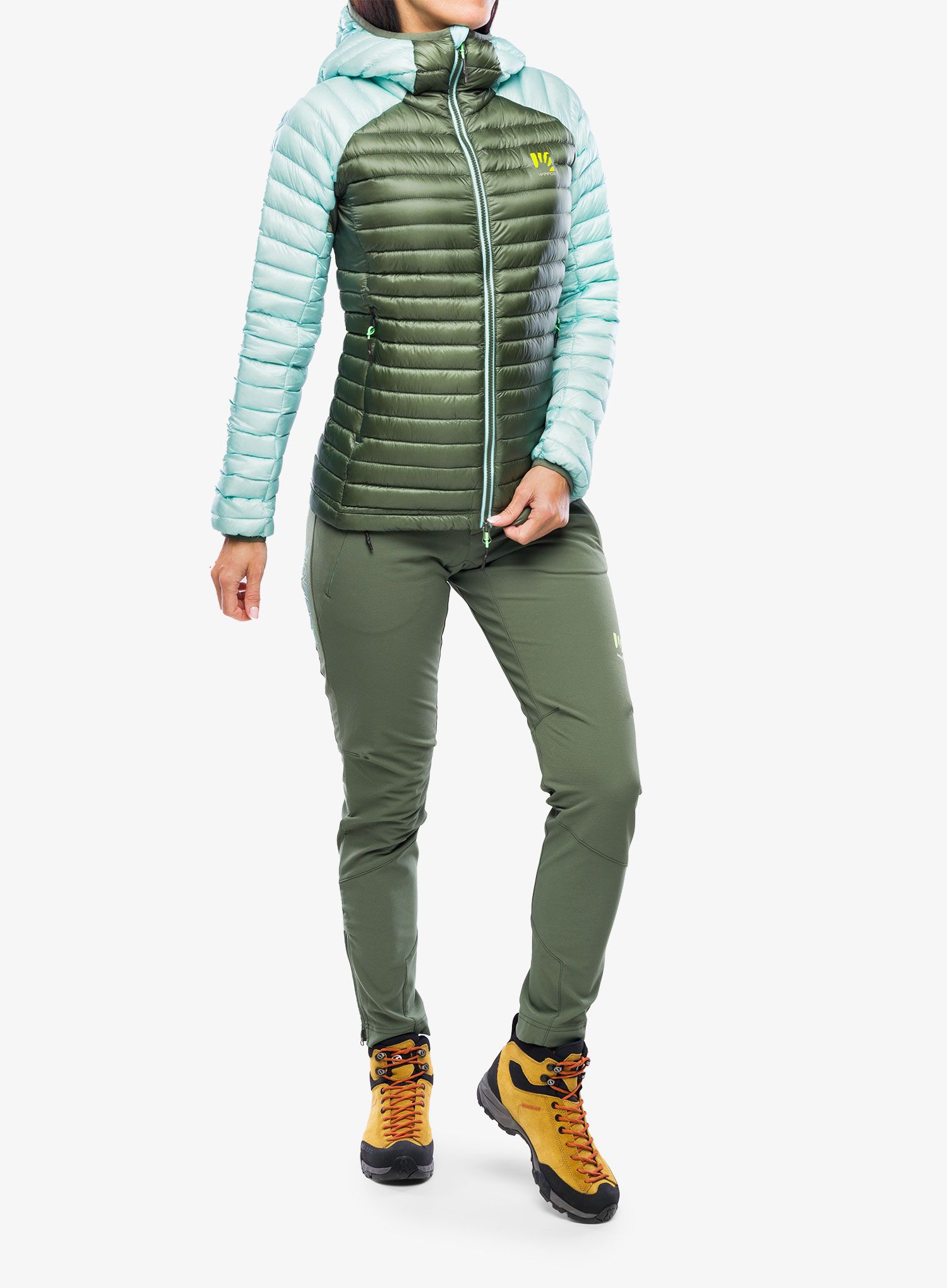 Dámská péřová bunda Karpos Alagna Down Jacket - thyme/aqua sky