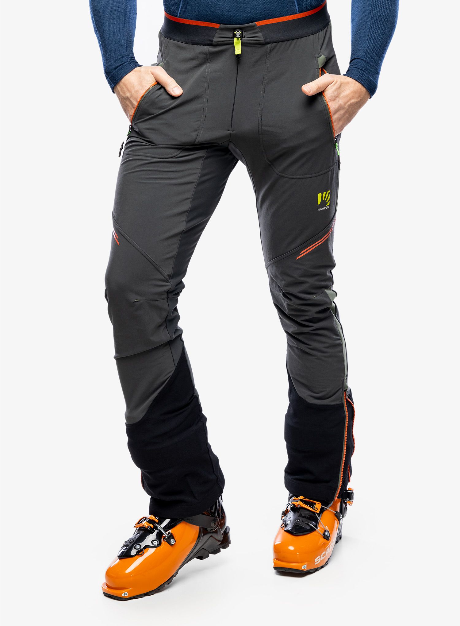 Skialpové kalhoty Karpos Alagna Plus Evo Pant - black sand/spicy orange