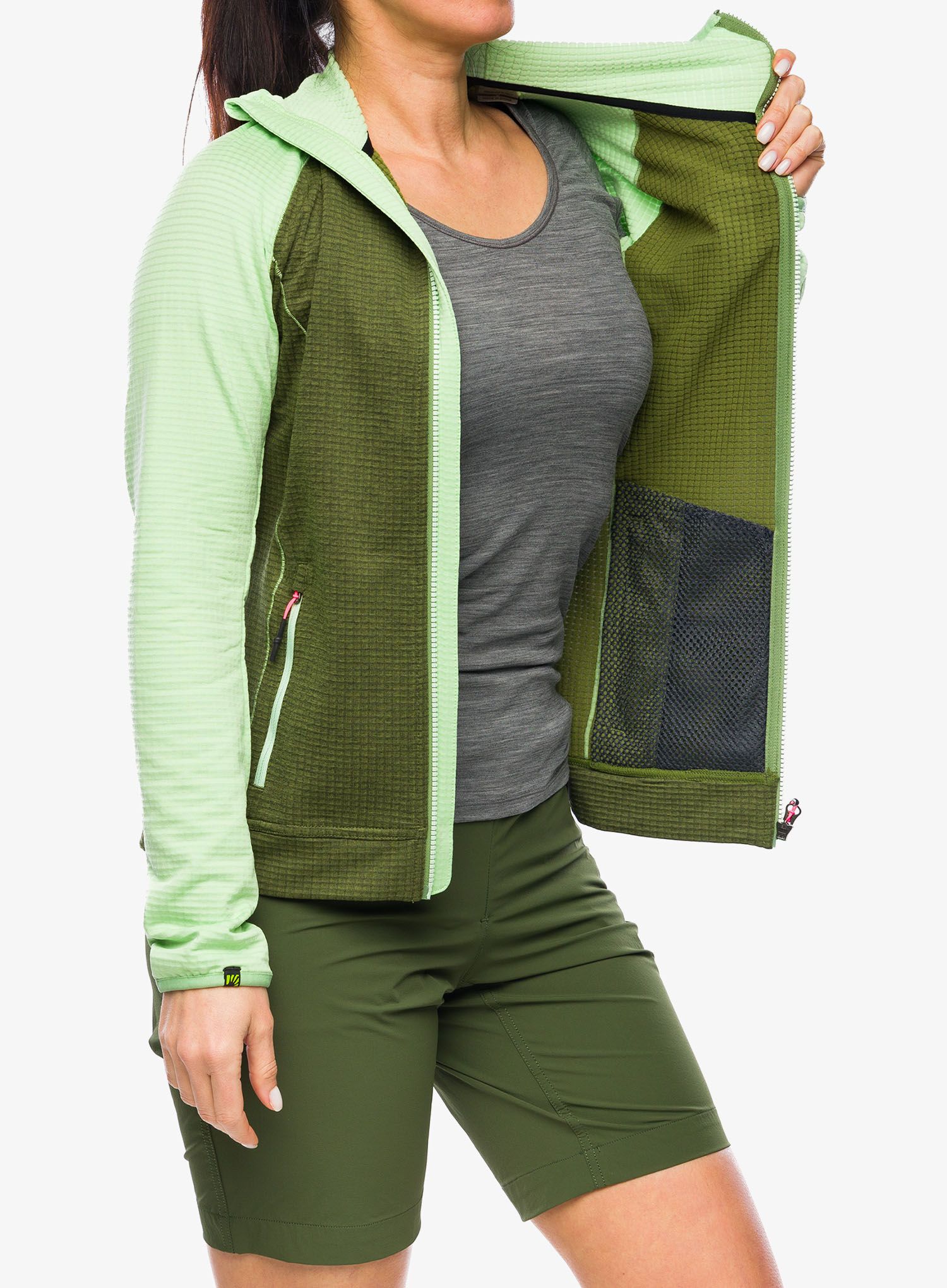 Dámská mikina se zipem Karpos Ambrizzola Full-Zip Hoodie - arcadian/cedar green
