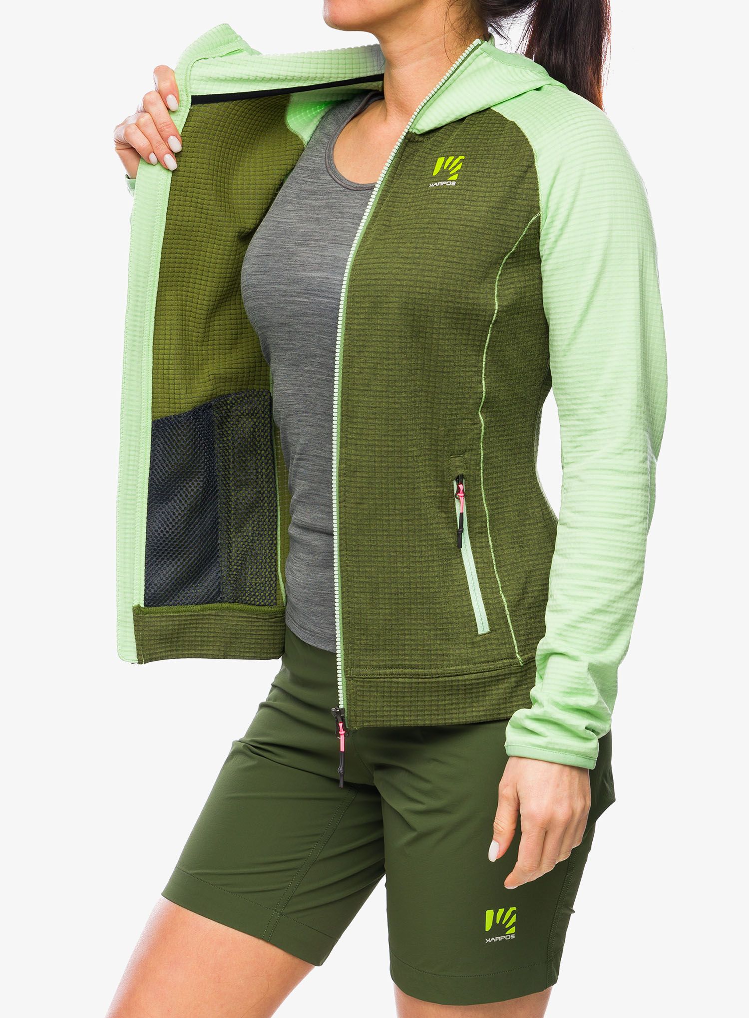 Dámská mikina se zipem Karpos Ambrizzola Full-Zip Hoodie - arcadian/cedar green
