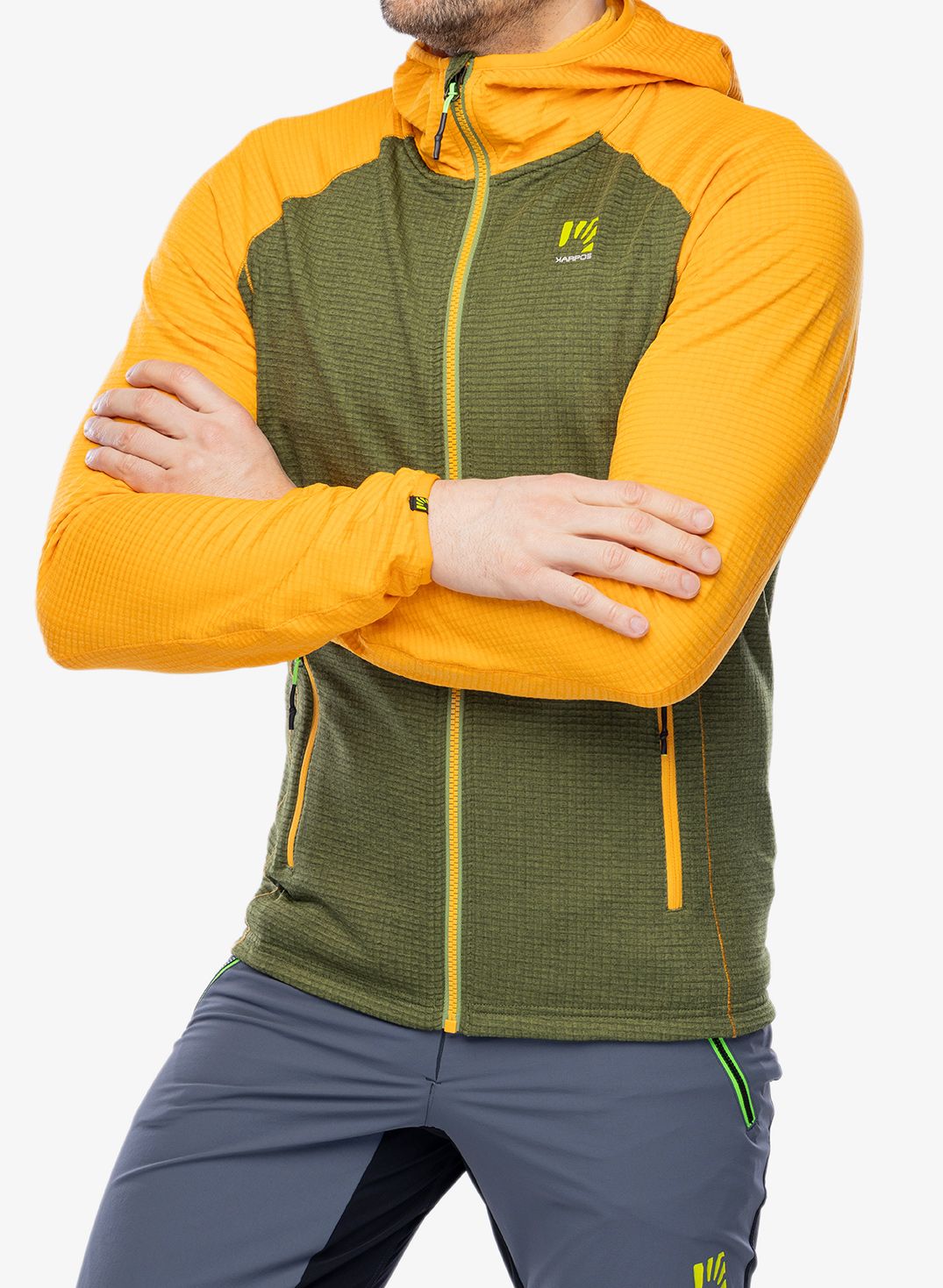 Mikina se zipem Karpos Ambrizzola Full-Zip Hoodie - cedar green/radiant