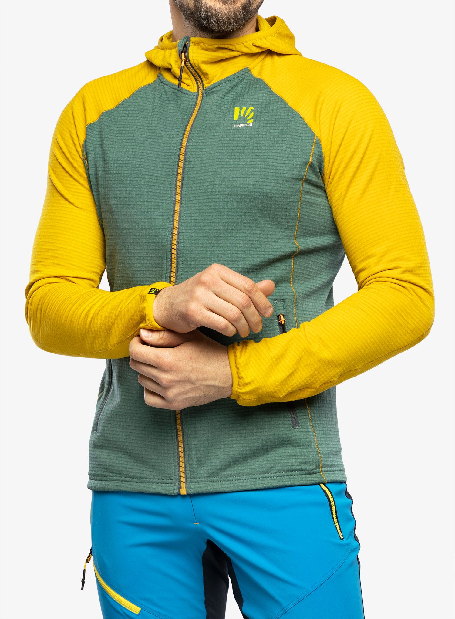 Pánská mikina Karpos Ambrizzola Full-Zip Hoodie - north atlantic/lemon curry