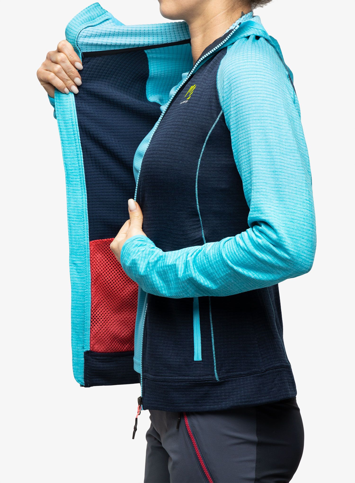 Dámská mikina s kapucí Karpos Ambrizzola Full-Zip Hoodie - sky capitan/blue atoll