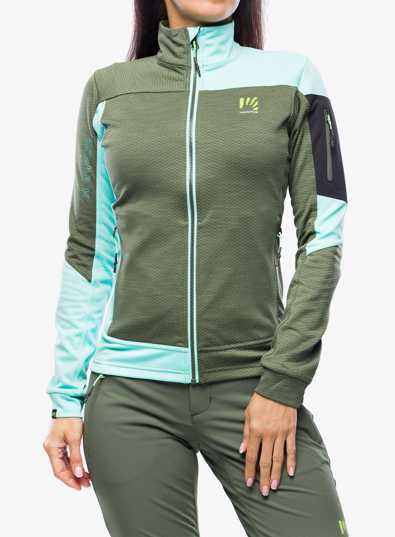 Dámská mikina bez kapuce Karpos Cherz Fleece - thyme/aqua sky