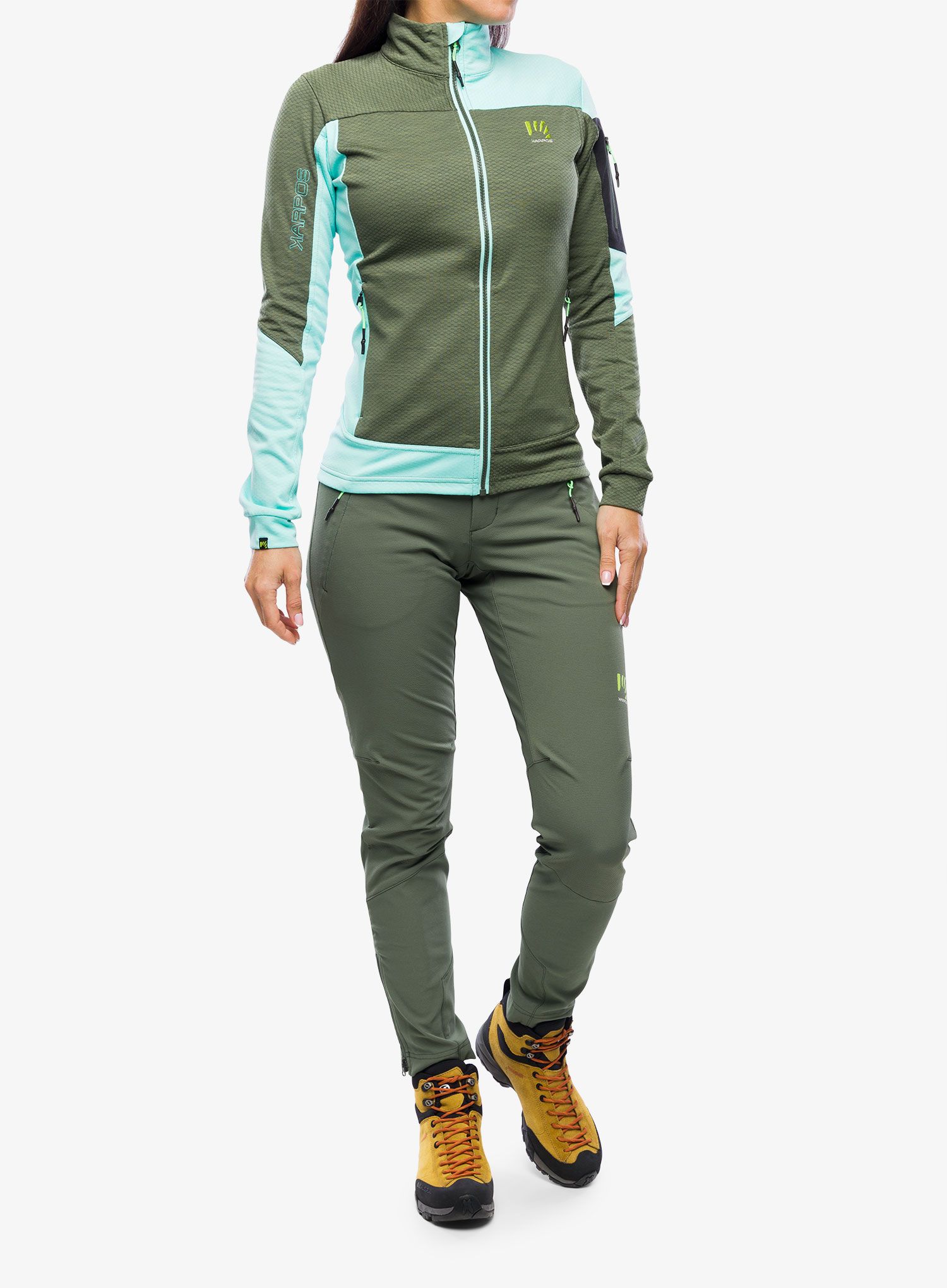 Dámská mikina bez kapuce Karpos Cherz Fleece - thyme/aqua sky