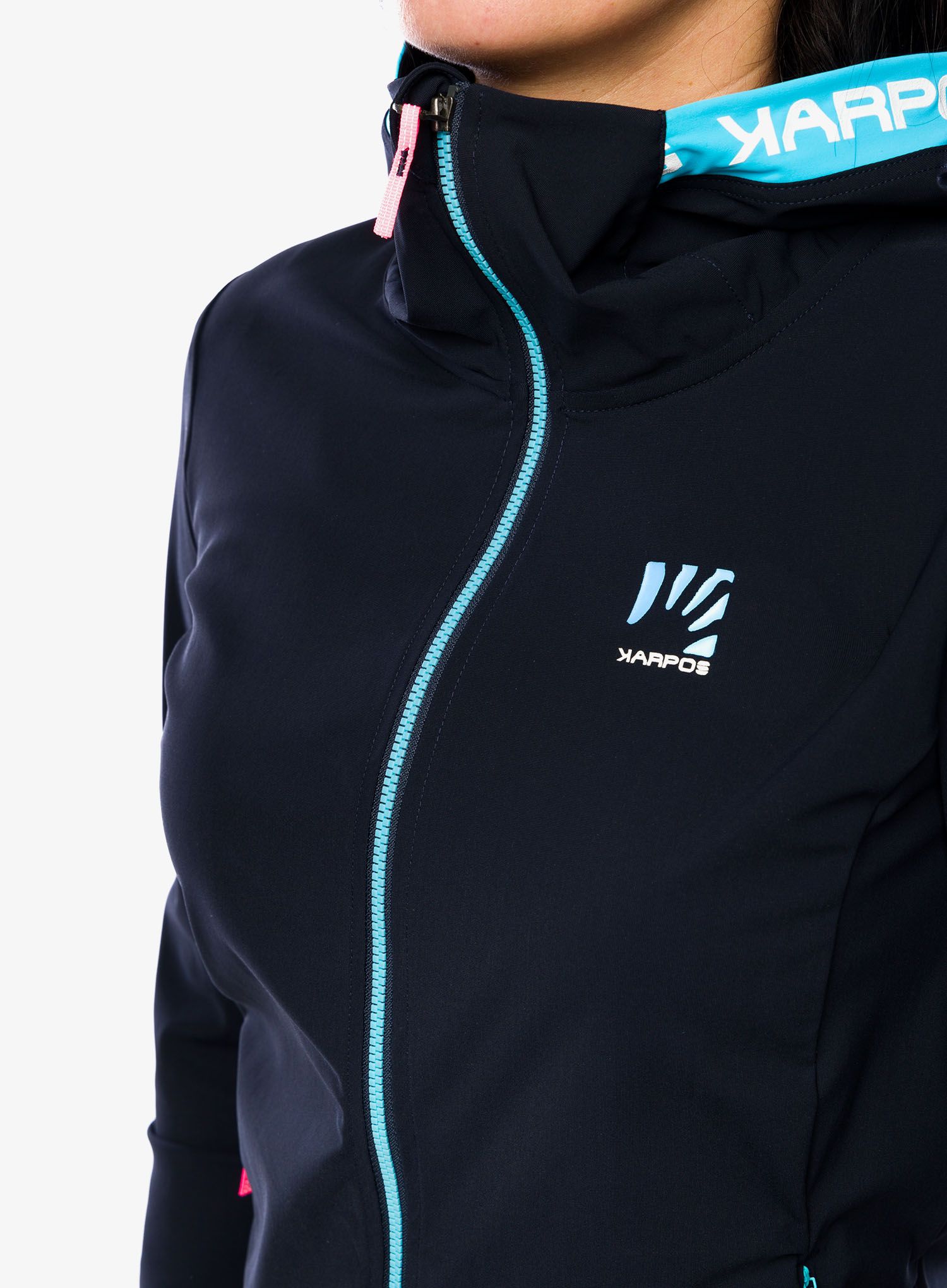 Dámská mikina s kapucí Karpos Easyfrizz Full-Zip Hoodie - sky captain/blue atoll