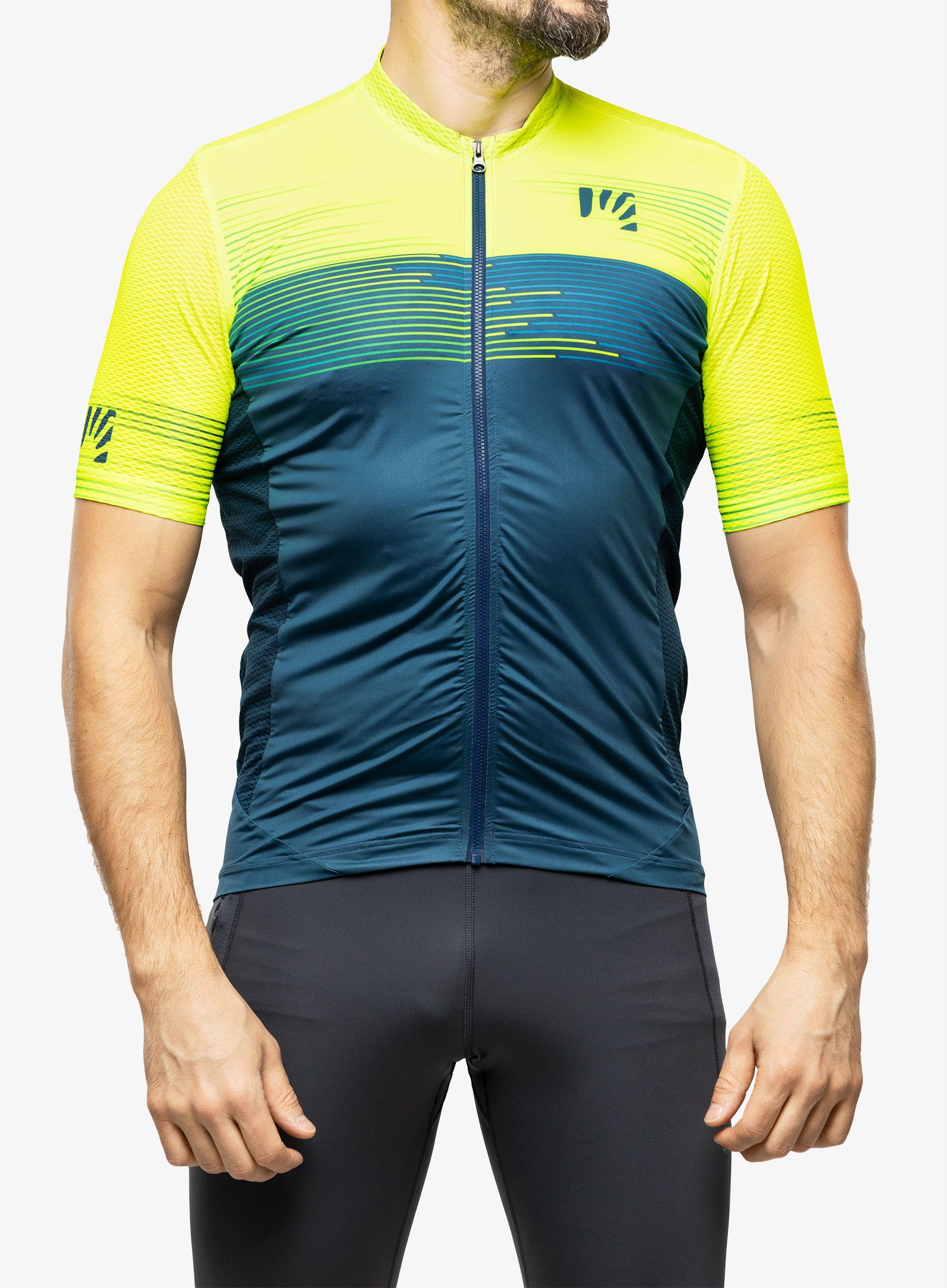 Triko na kolo Karpos Green Fire Jersey - refl.pond/yellow/enamel blue