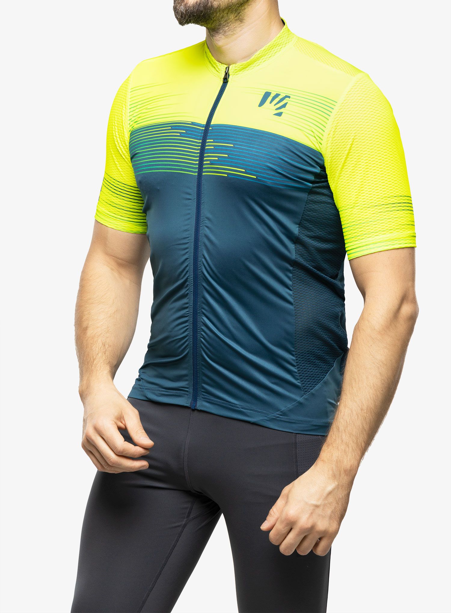 Triko na kolo Karpos Green Fire Jersey - refl.pond/yellow/enamel blue