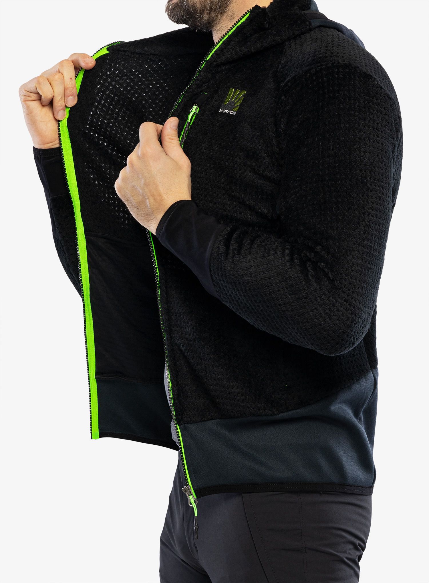Fleecová bunda Karpos K-Performance H-Loft Fleece - black/green fluo