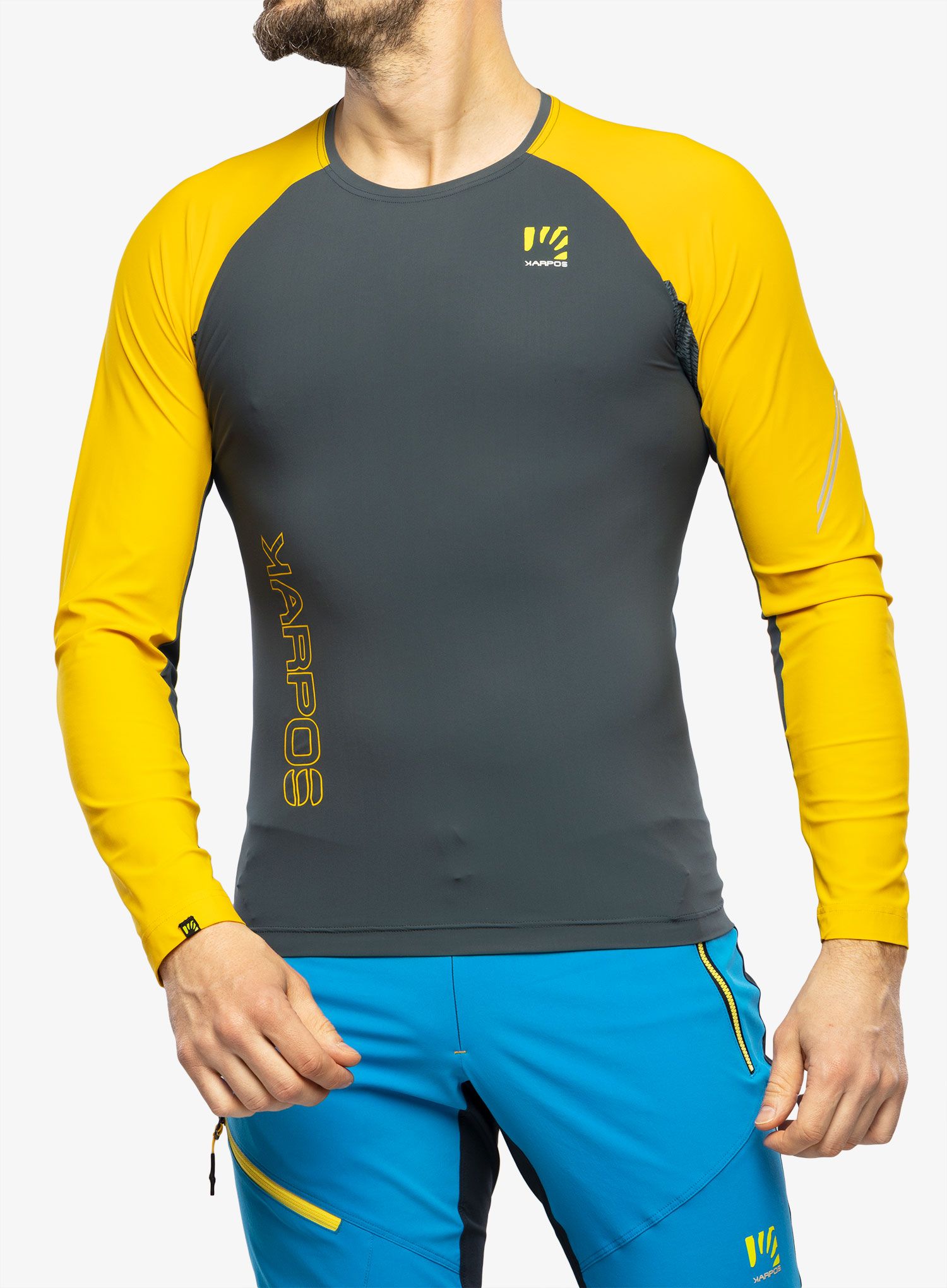 Mikina na běhání Karpos Lavaredo Jersey LS - dark slate/lemon curry