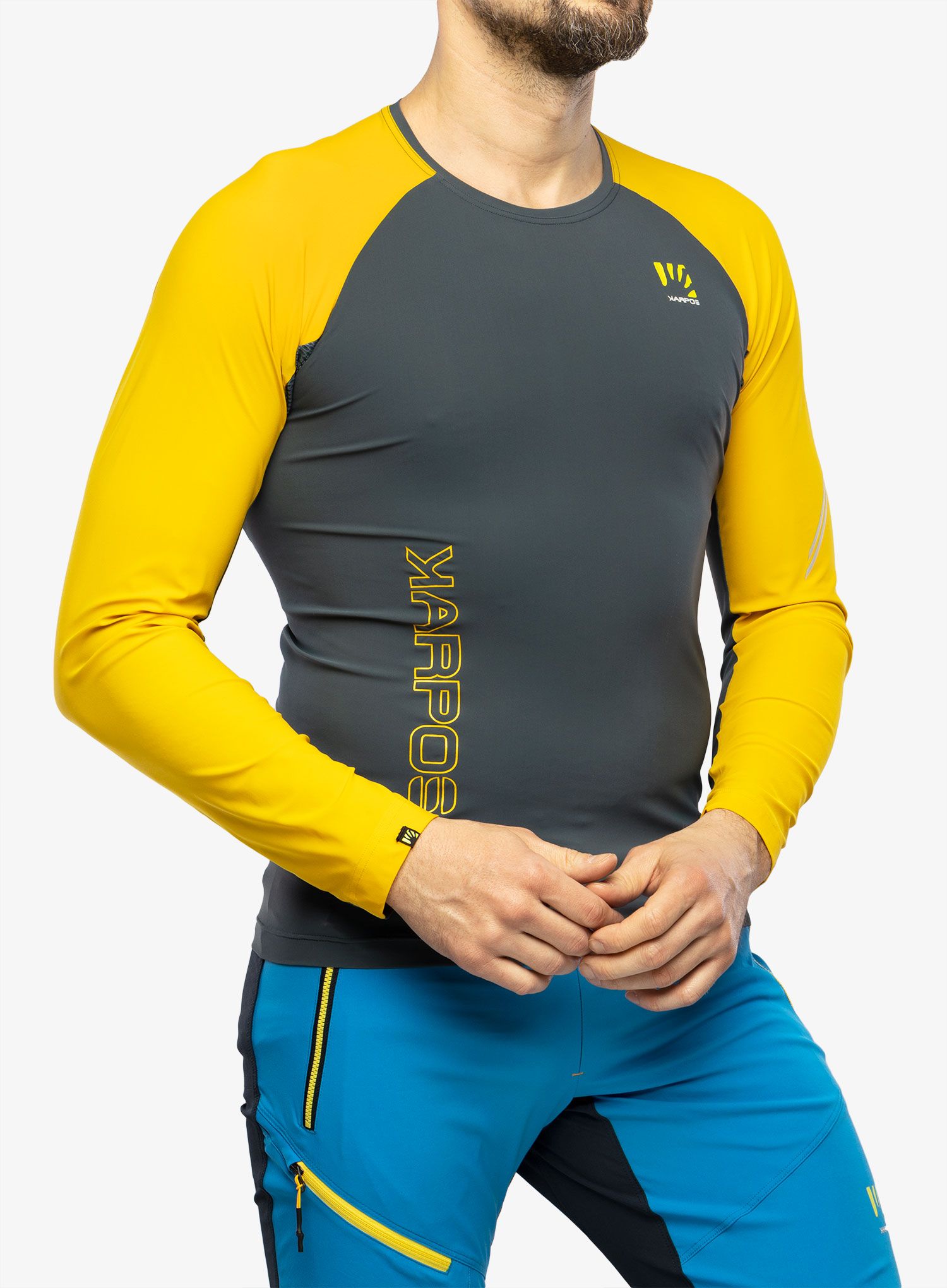 Mikina na běhání Karpos Lavaredo Jersey LS - dark slate/lemon curry