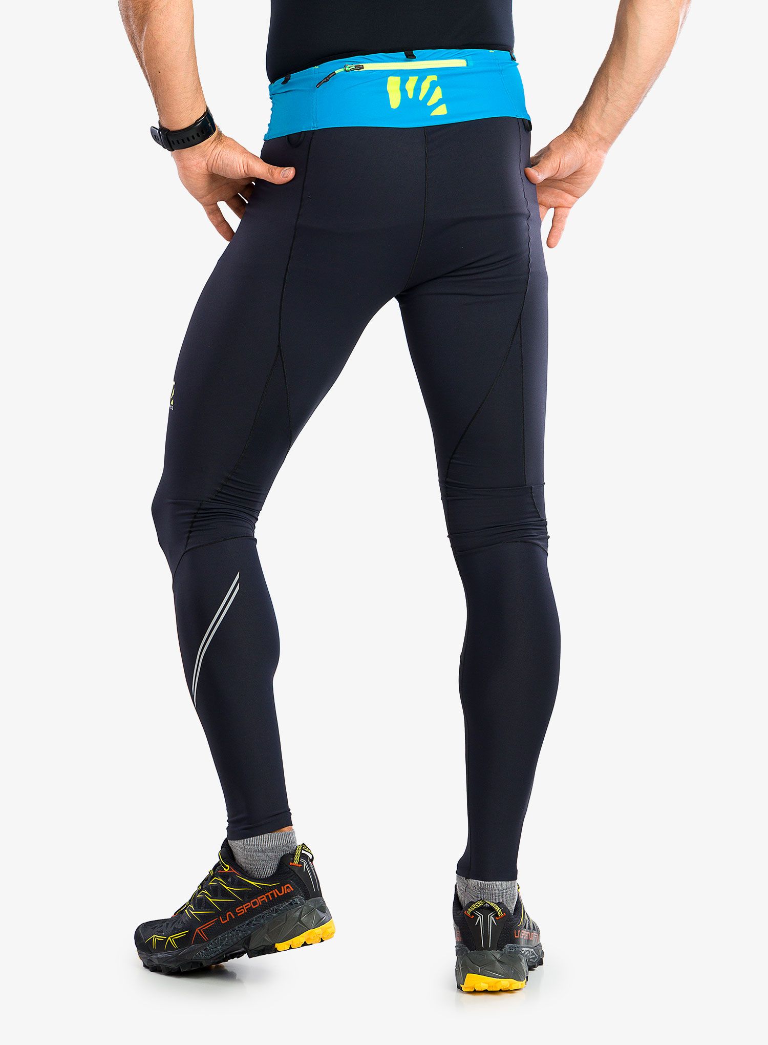 Běžecké legíny Karpos Lavaredo Winter Tight - black/blue jewel