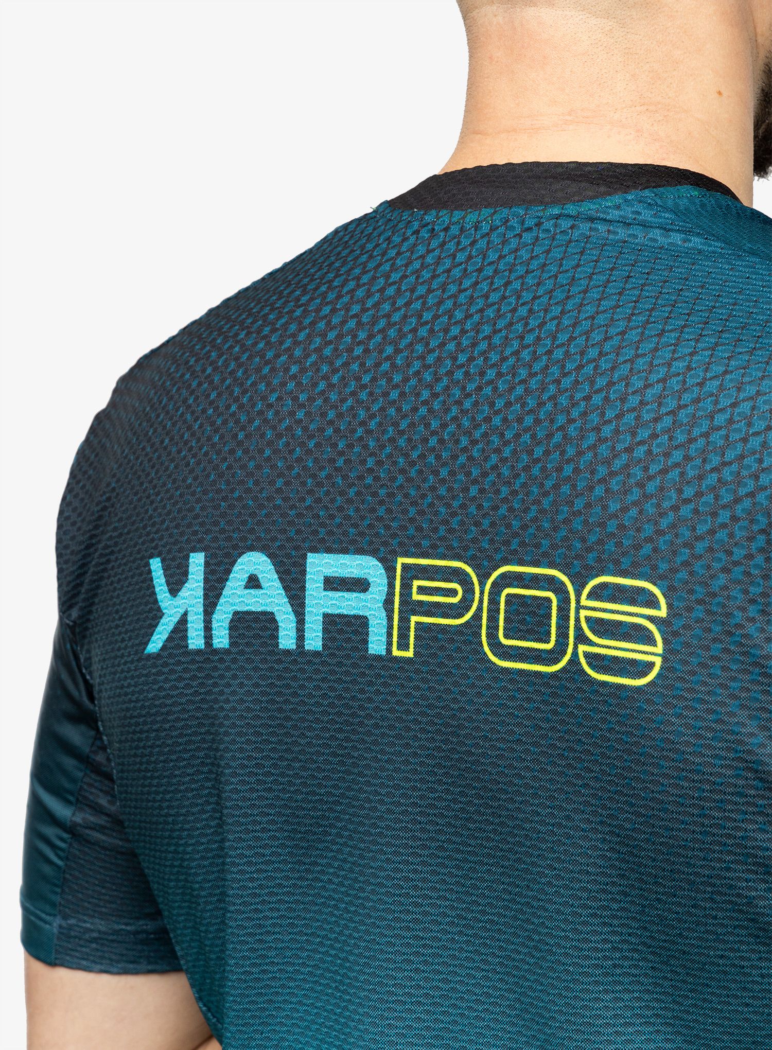 Cyklistické triko Karpos Val Di Dentro Tee - black/enamel blue/yellow fluo