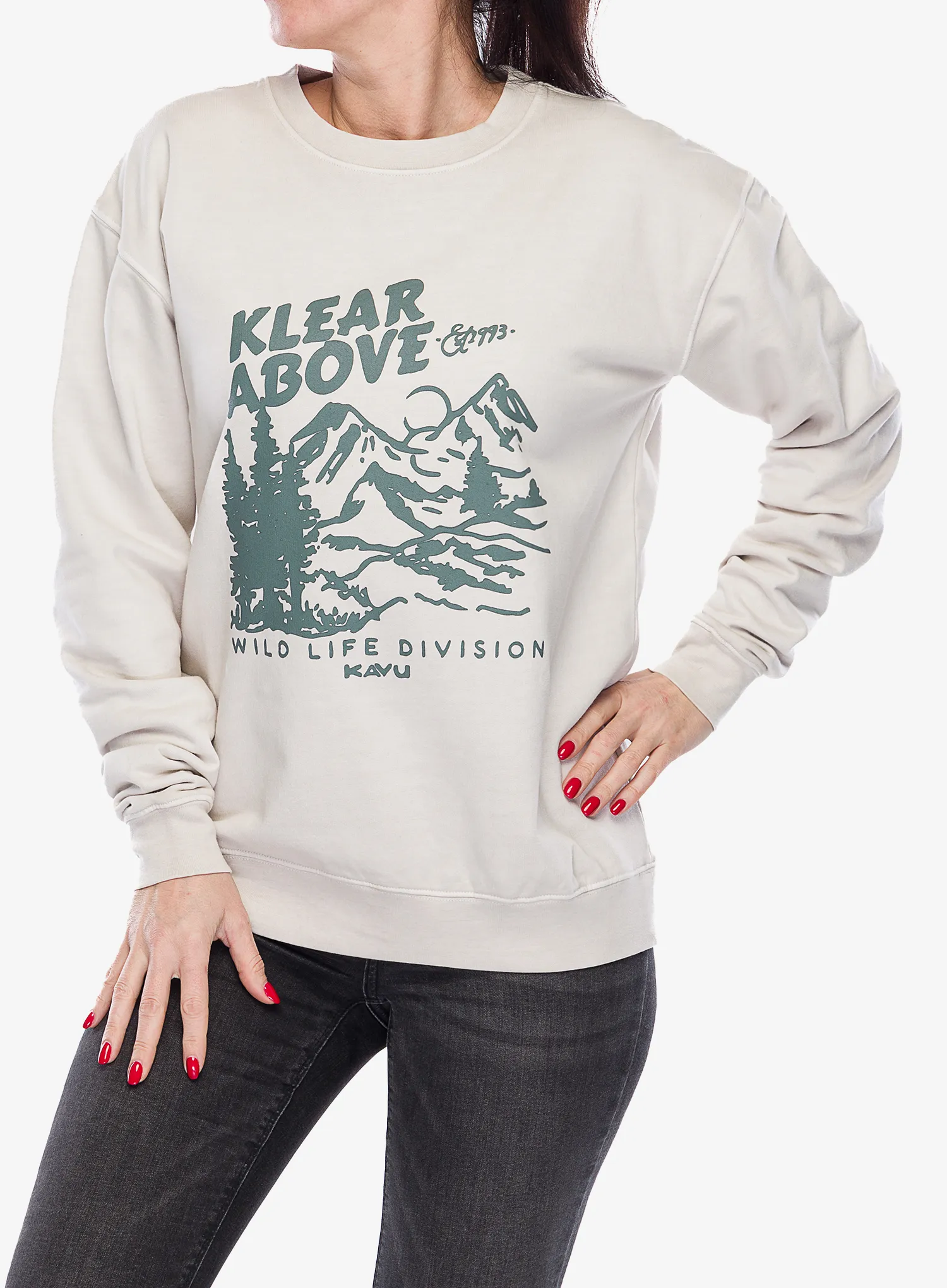 Mikina bez kapuce Kavu Core Crew - oatmeal