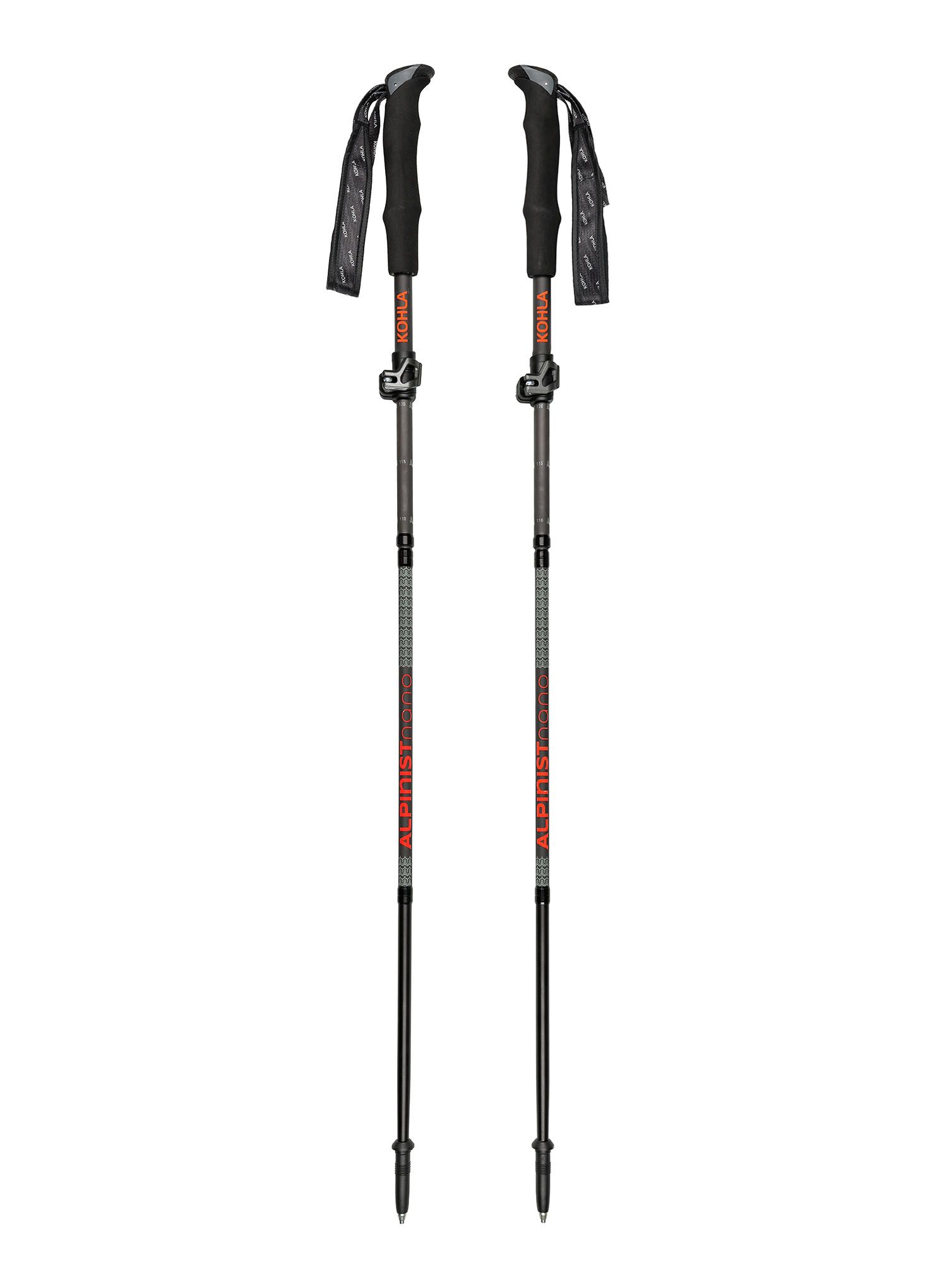 Trekingové hůlky karbonové Kohla Alpinist Nano - black/red orange/iceberg green