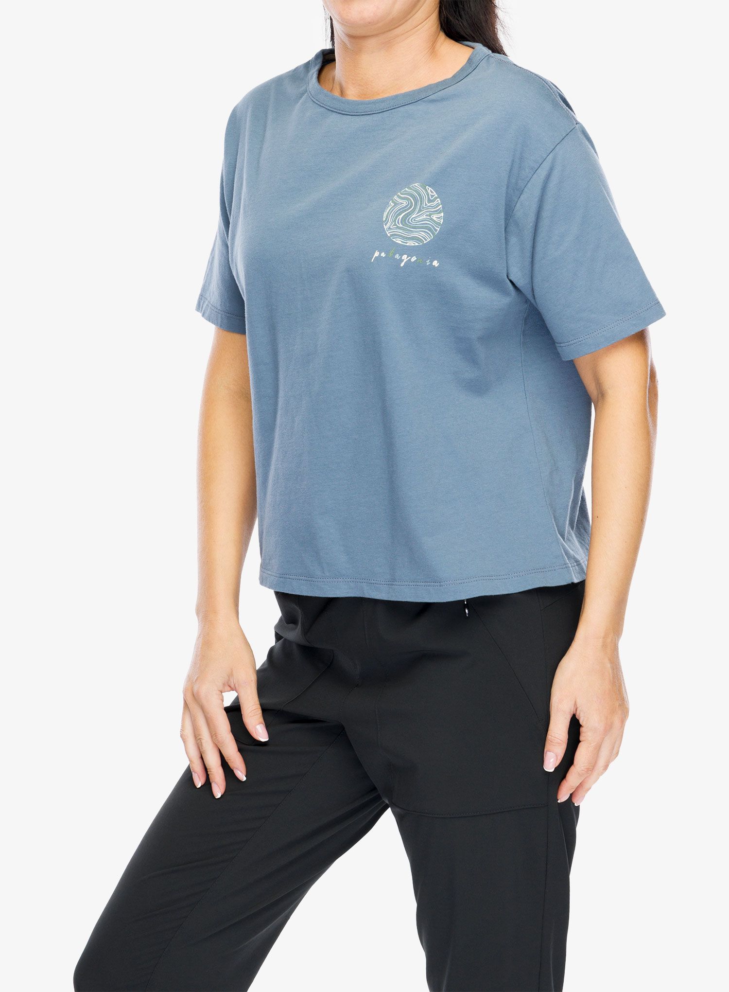 Bavlněné tričko dámské Patagonia CTA Easy Cut Organic T-Shirt - earth currents utility blue
