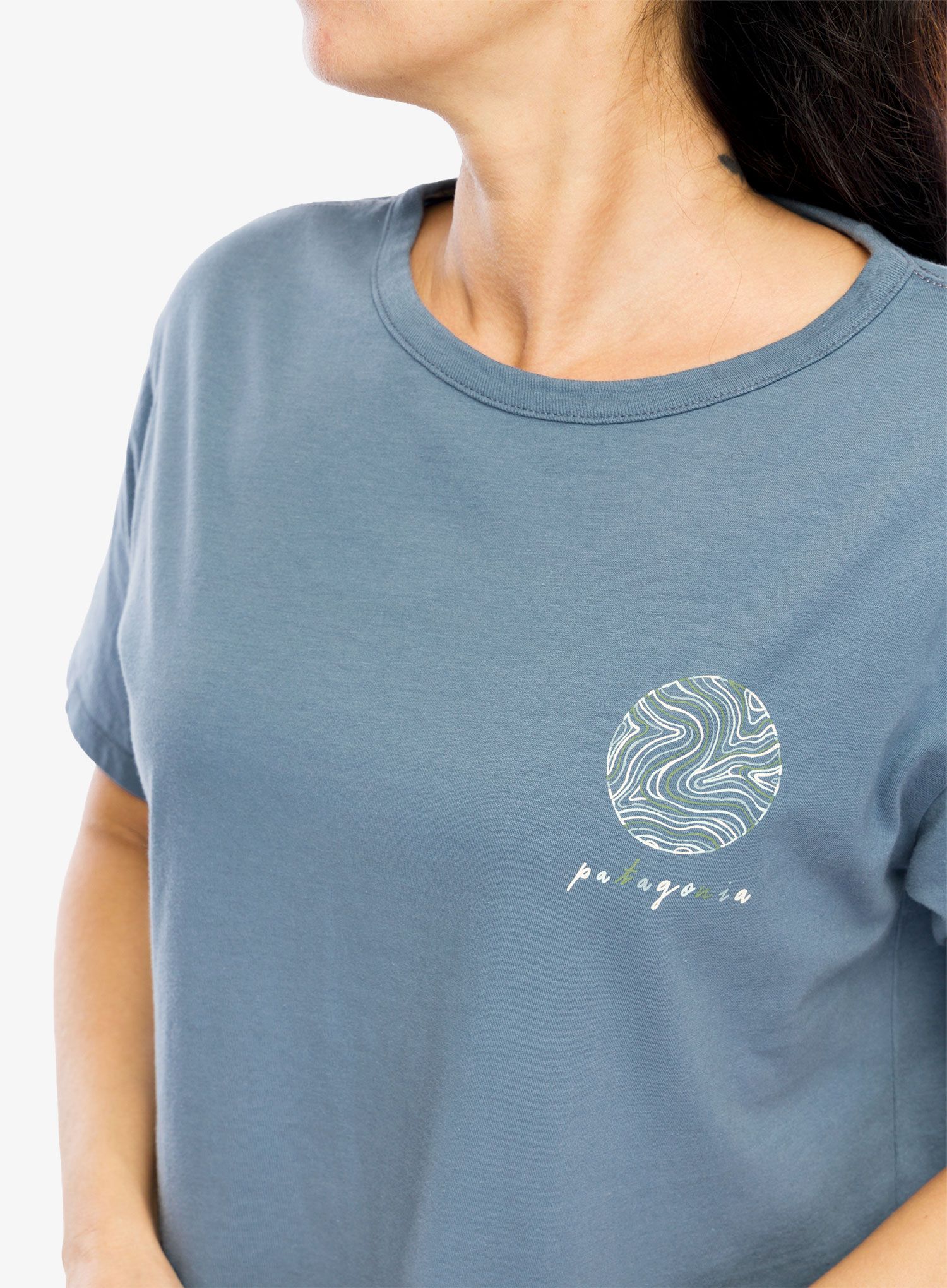 Bavlněné tričko dámské Patagonia CTA Easy Cut Organic T-Shirt - earth currents utility blue