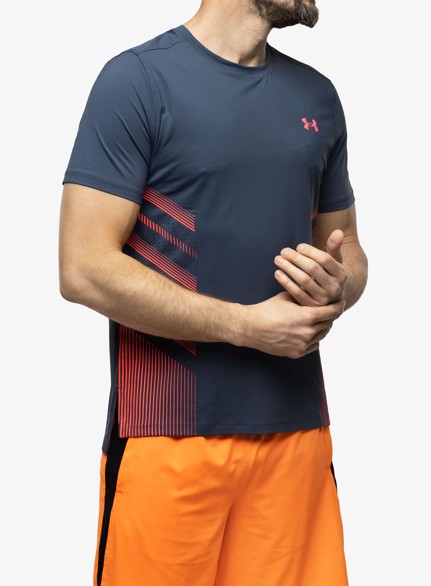 Běžecké tričko Under Armour Iso-Chill Laser Heat SS - downpour gray/pink/reflective
