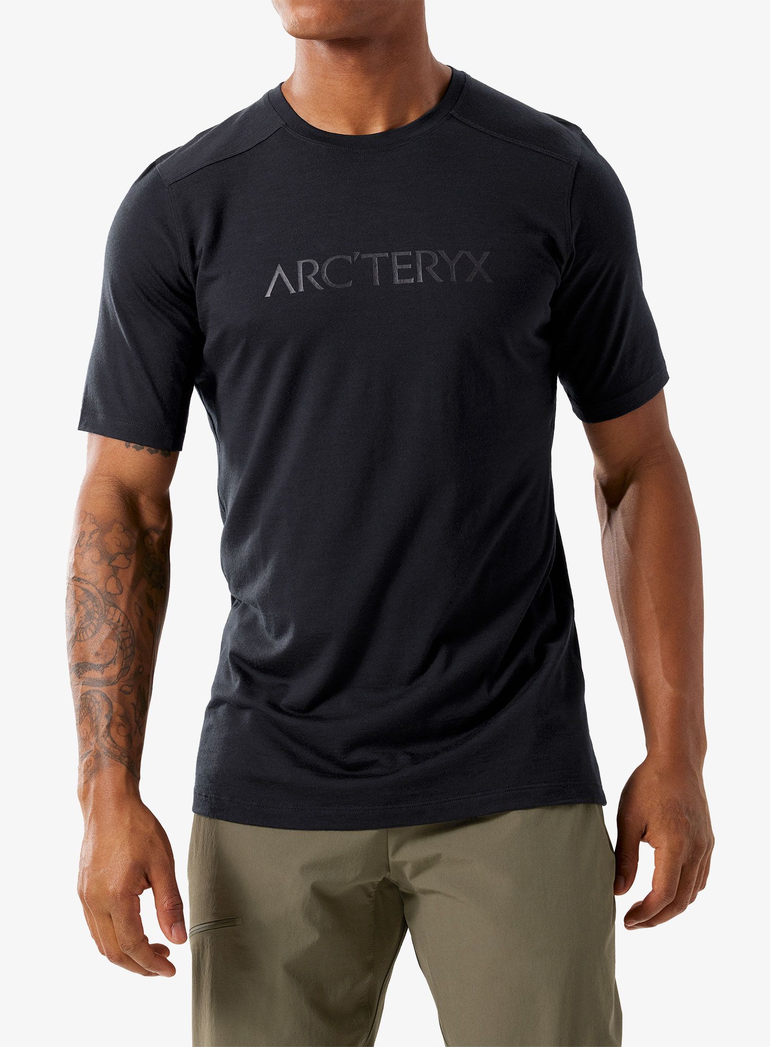 Merino triko Arcteryx Ionia Merino Wool ArcWord Logo SS - black