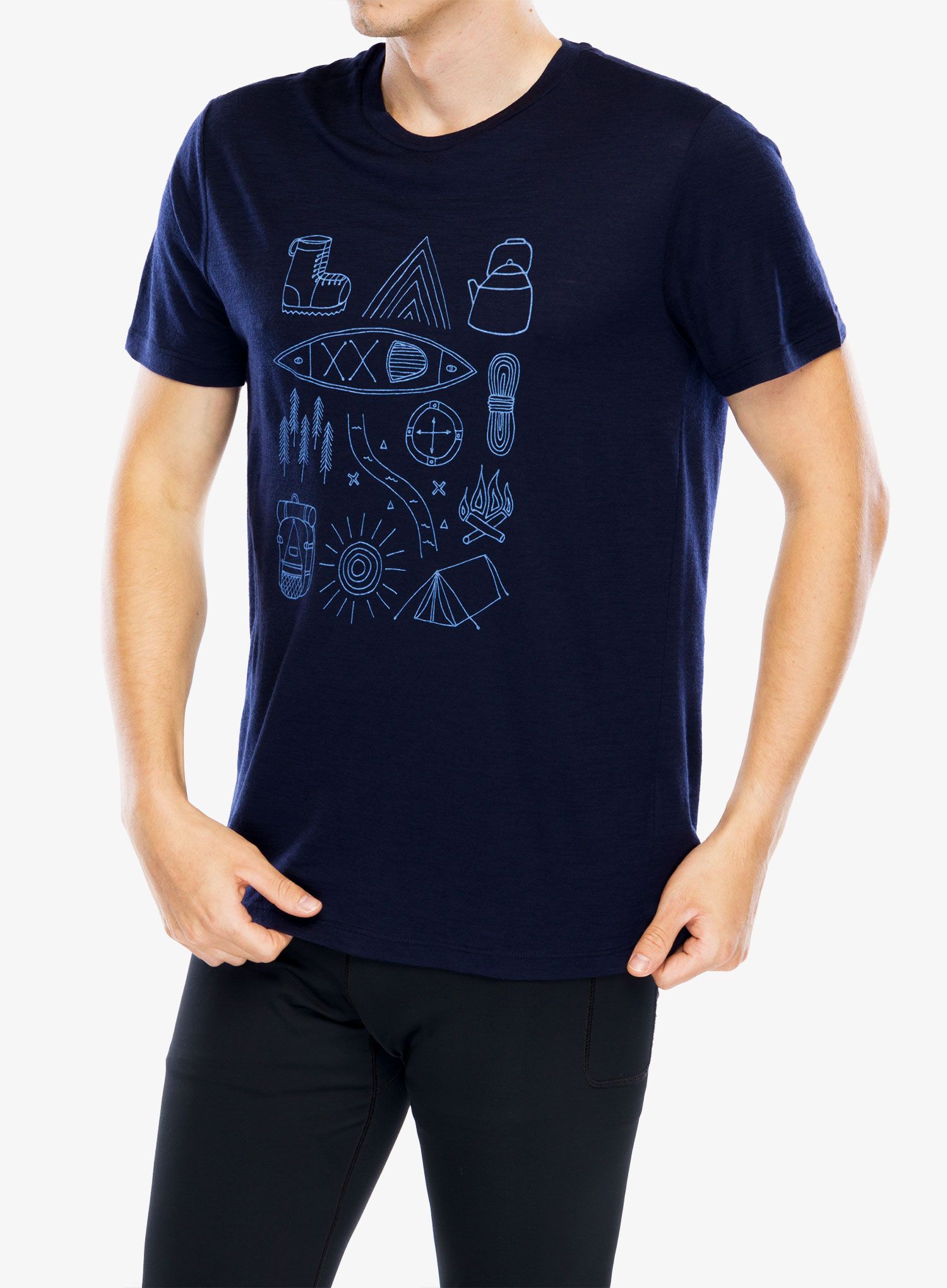 Merino triko Icebreaker Merino 150 Tech Lite SS T Camp Essentials - midnight navy