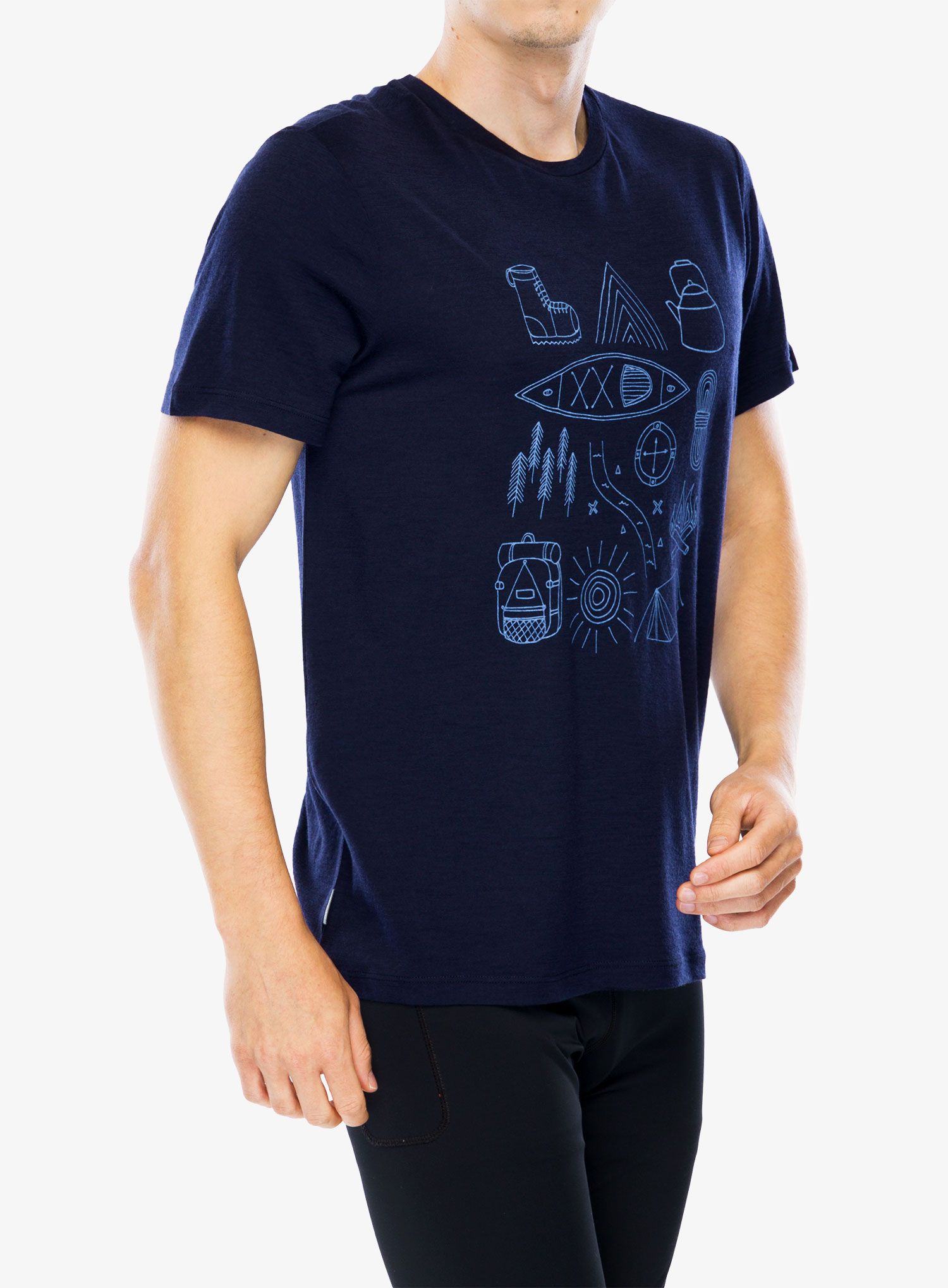 Merino triko Icebreaker Merino 150 Tech Lite SS T Camp Essentials - midnight navy