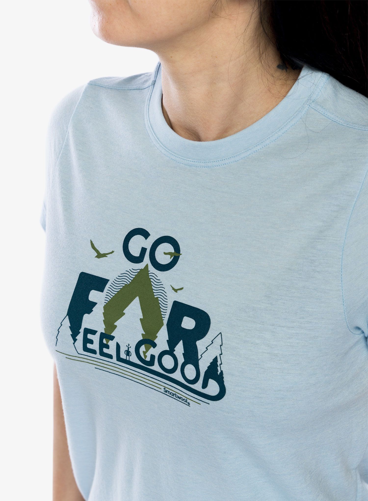 Merino triko dámské Smartwool Go Far Feel Good Graphic Short Sleeve - winter sky heather